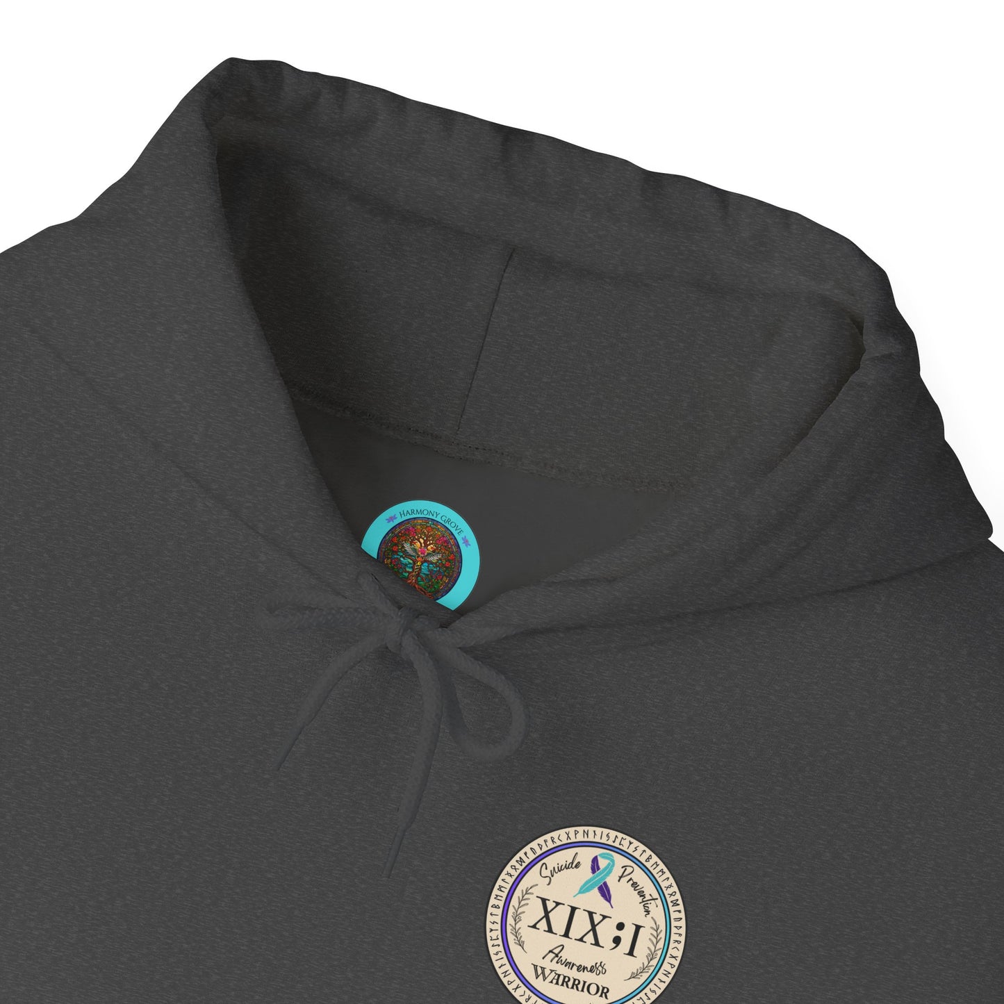 Pullover Hoodie: Suicide Awareness Warrior (XIX;I) Teal & Purple Support Ribbon