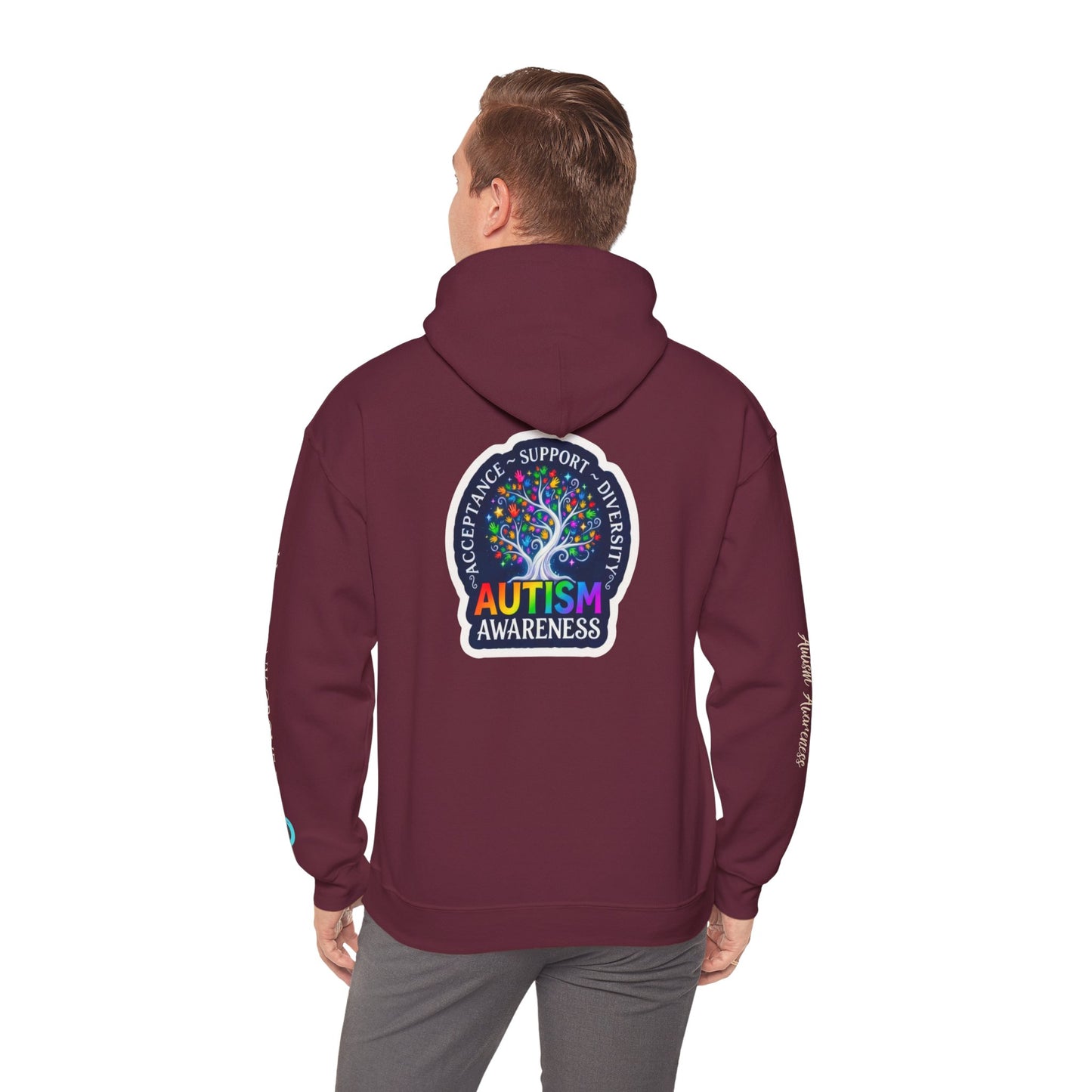 Pullover Hoodie: "Autism Awareness" Colorful Tree Compassion Design