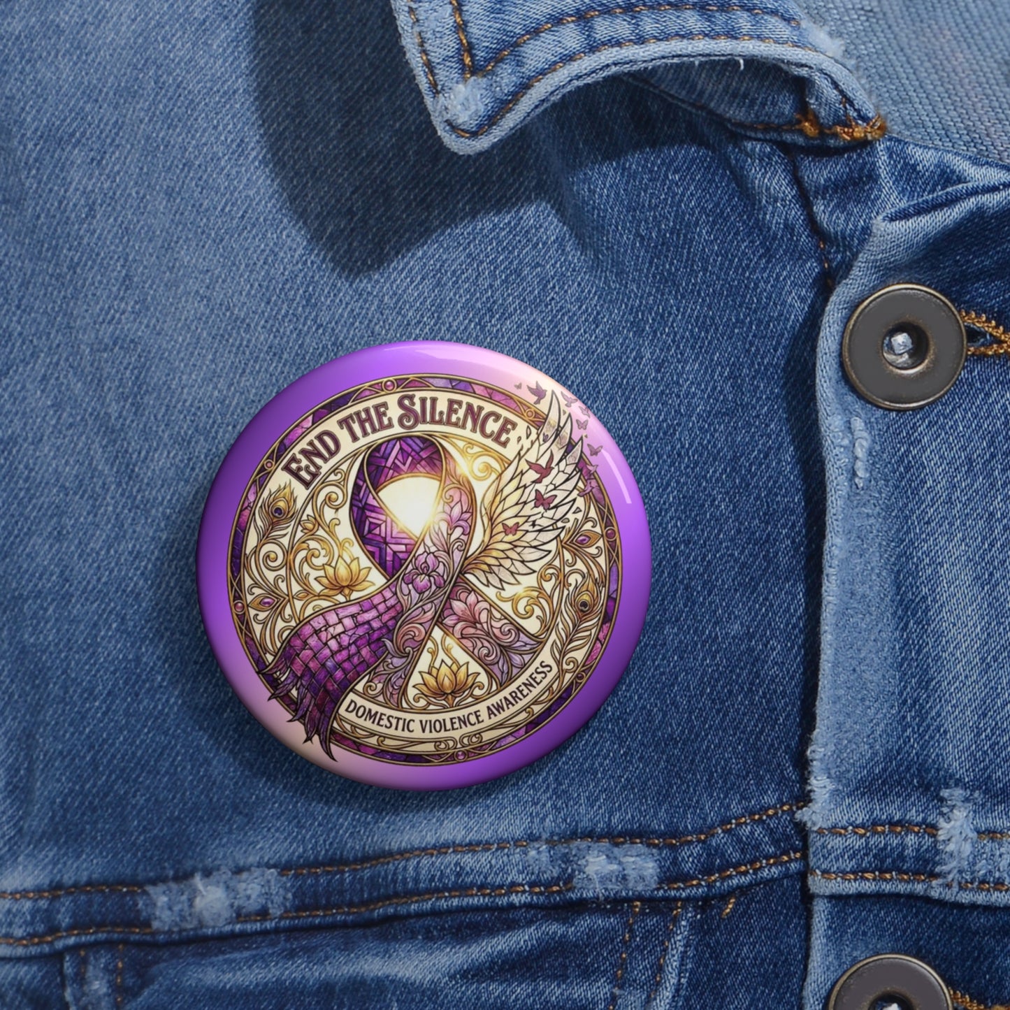 Pin Button: "End the Silence" Domestic Violence Awareness