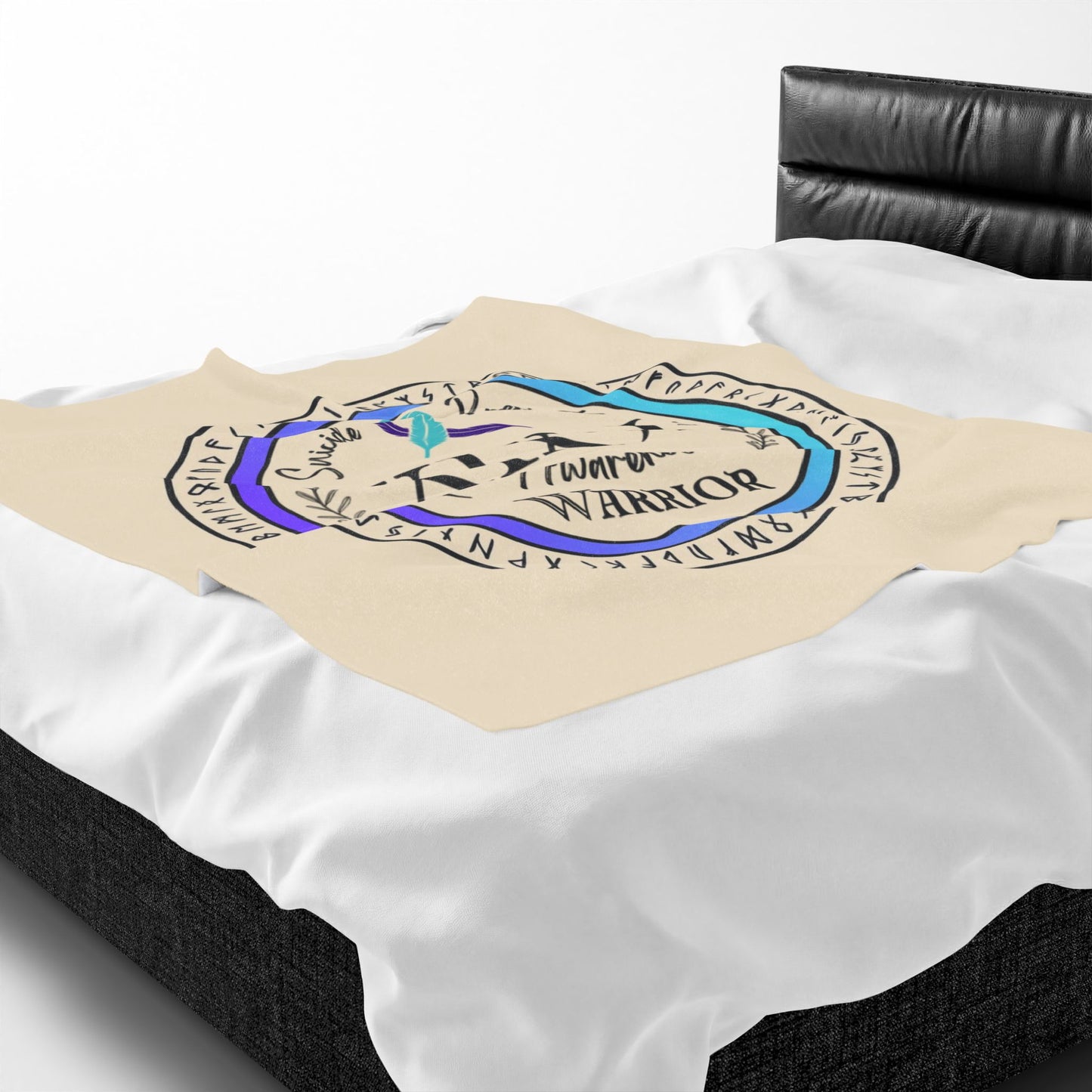 Velveteen Plush Blanket: Suicide Prevention Awareness Warrior XIX;I Teal and Purple Glow