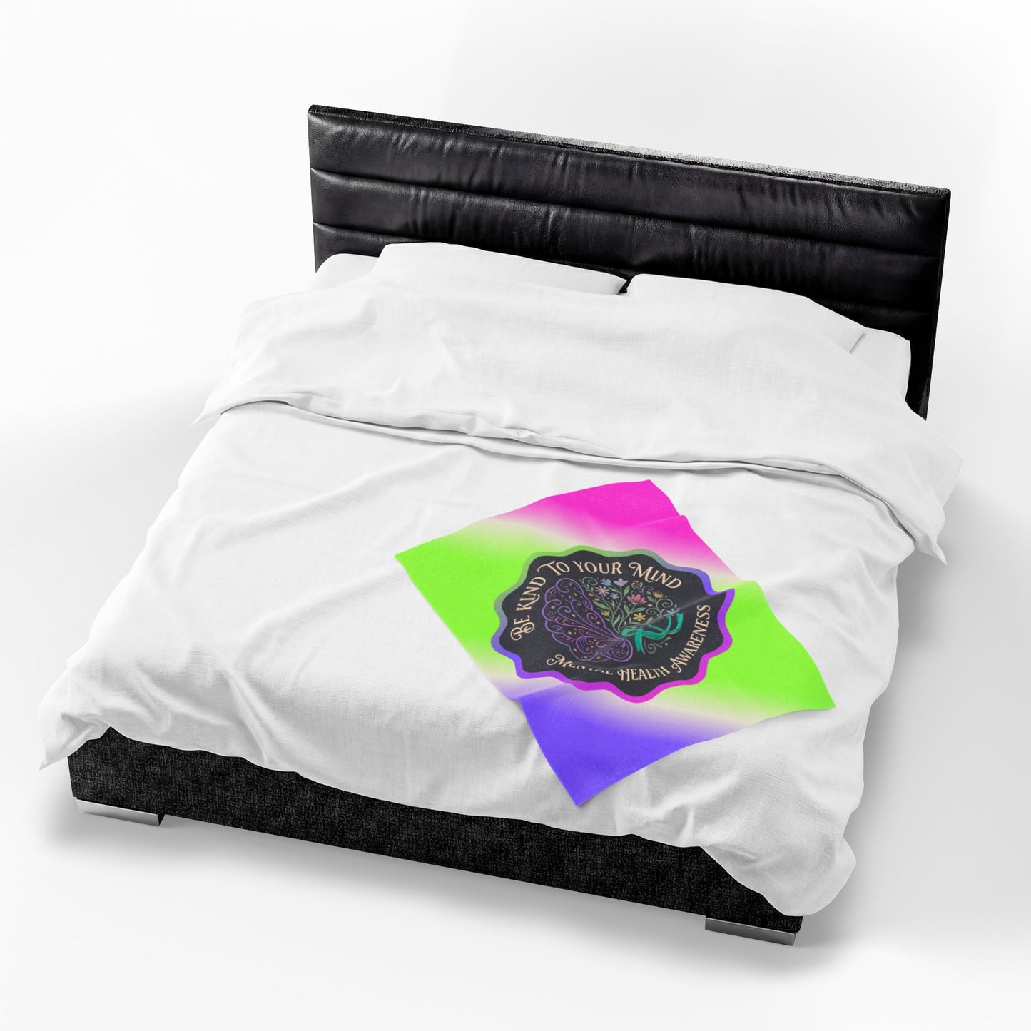 Velveteen Plush Blanket: "Be Kind to Your Mind" Mental Health Awareness Throw