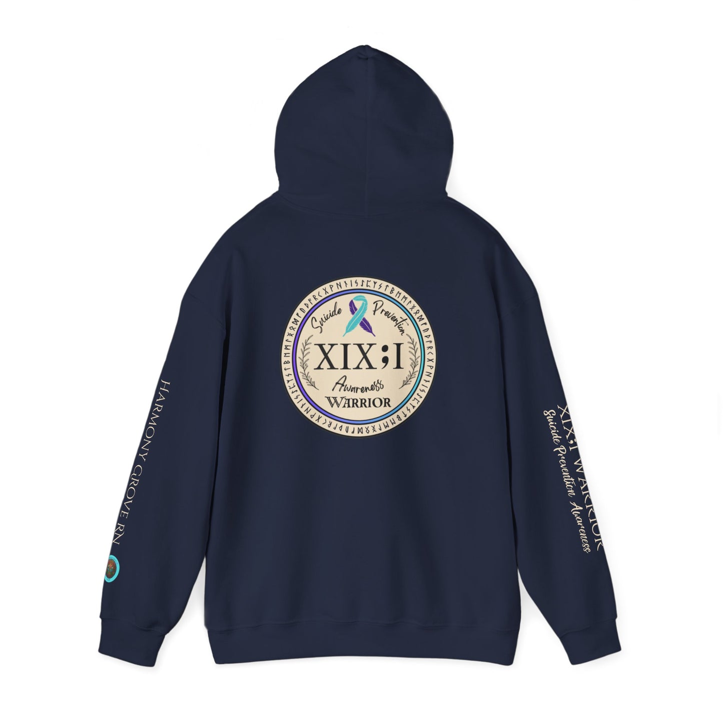 Pullover Hoodie: Suicide Awareness Warrior (XIX;I) Teal & Purple Support Ribbon