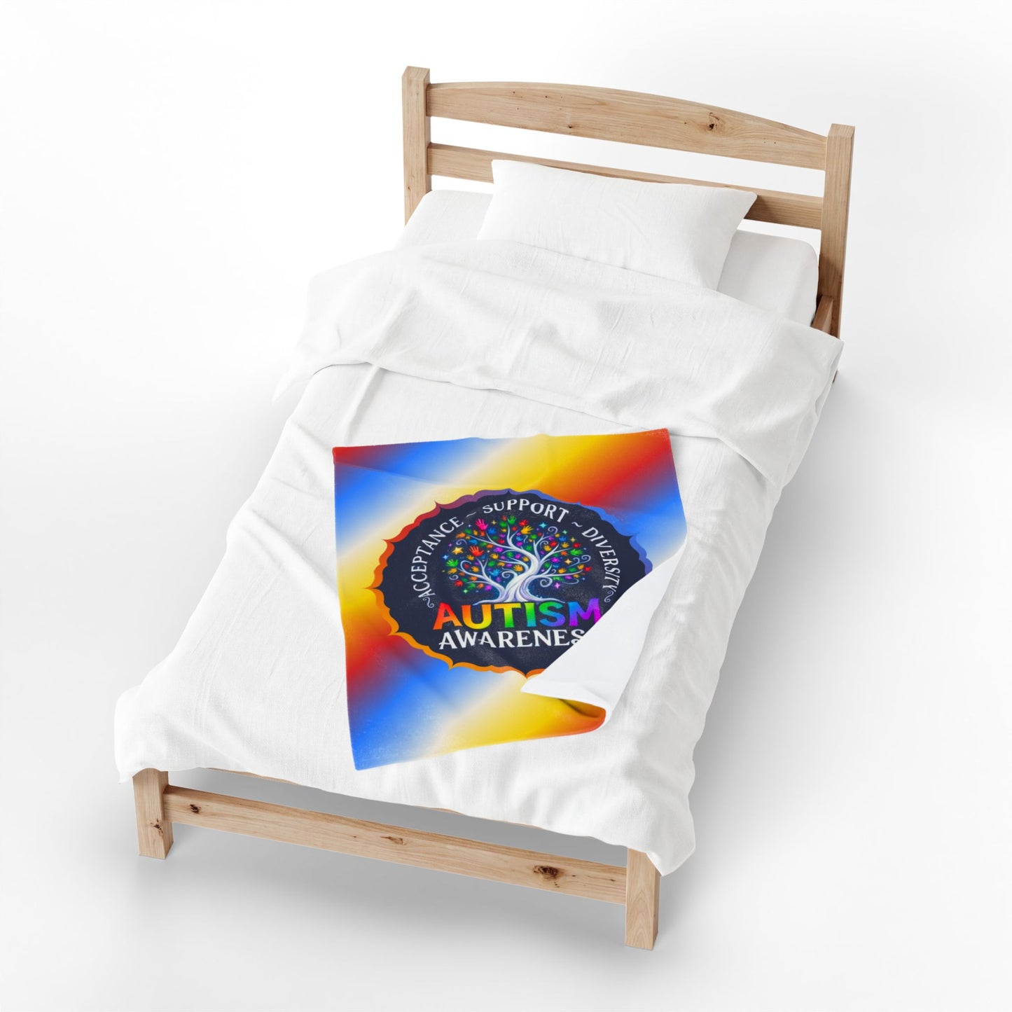 Velveteen Plush Blanket: "Acceptance • Support • Diversity" Autism Awareness