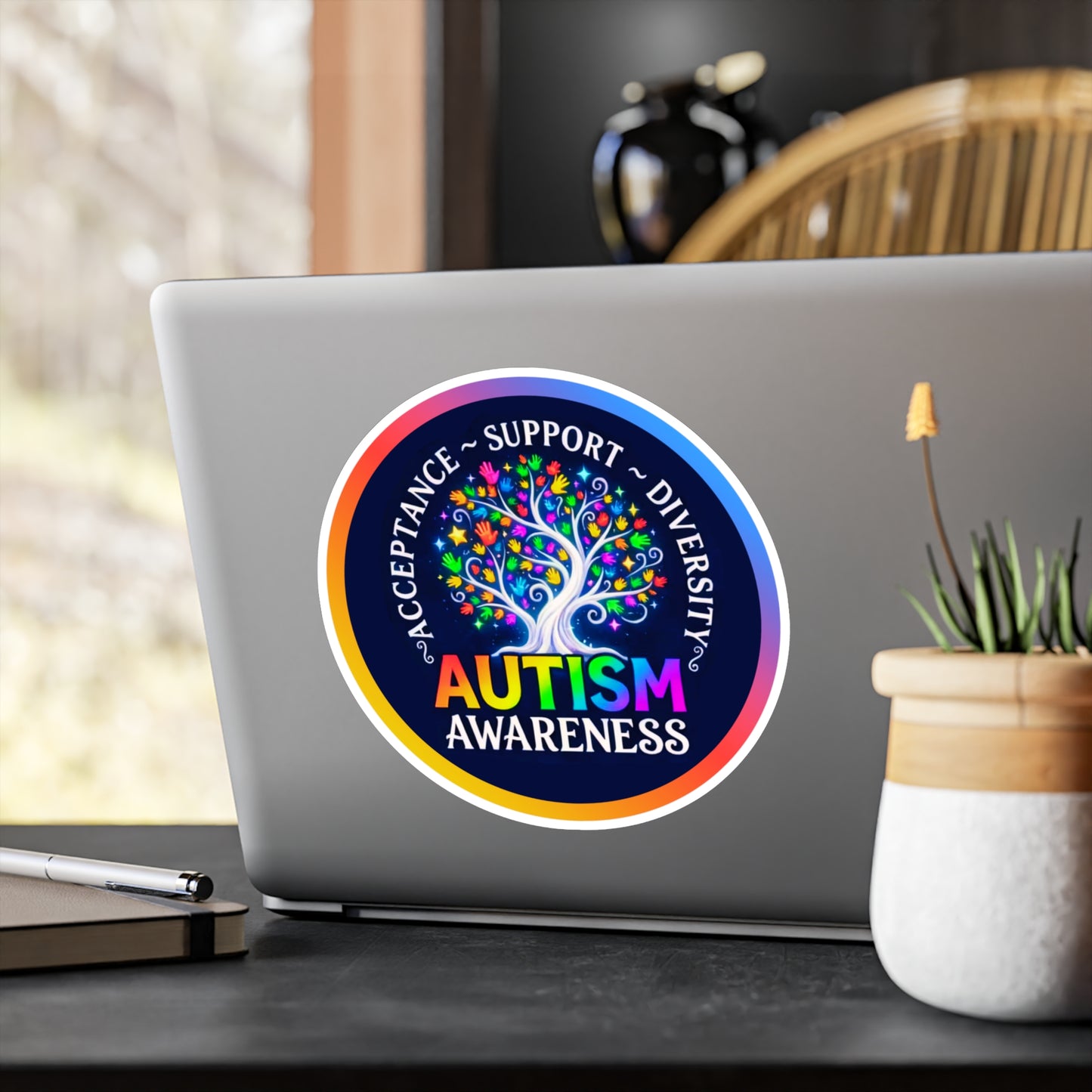 All-Weather Vinyl Decal Autism Awareness: "Acceptance • Support • Diversity"