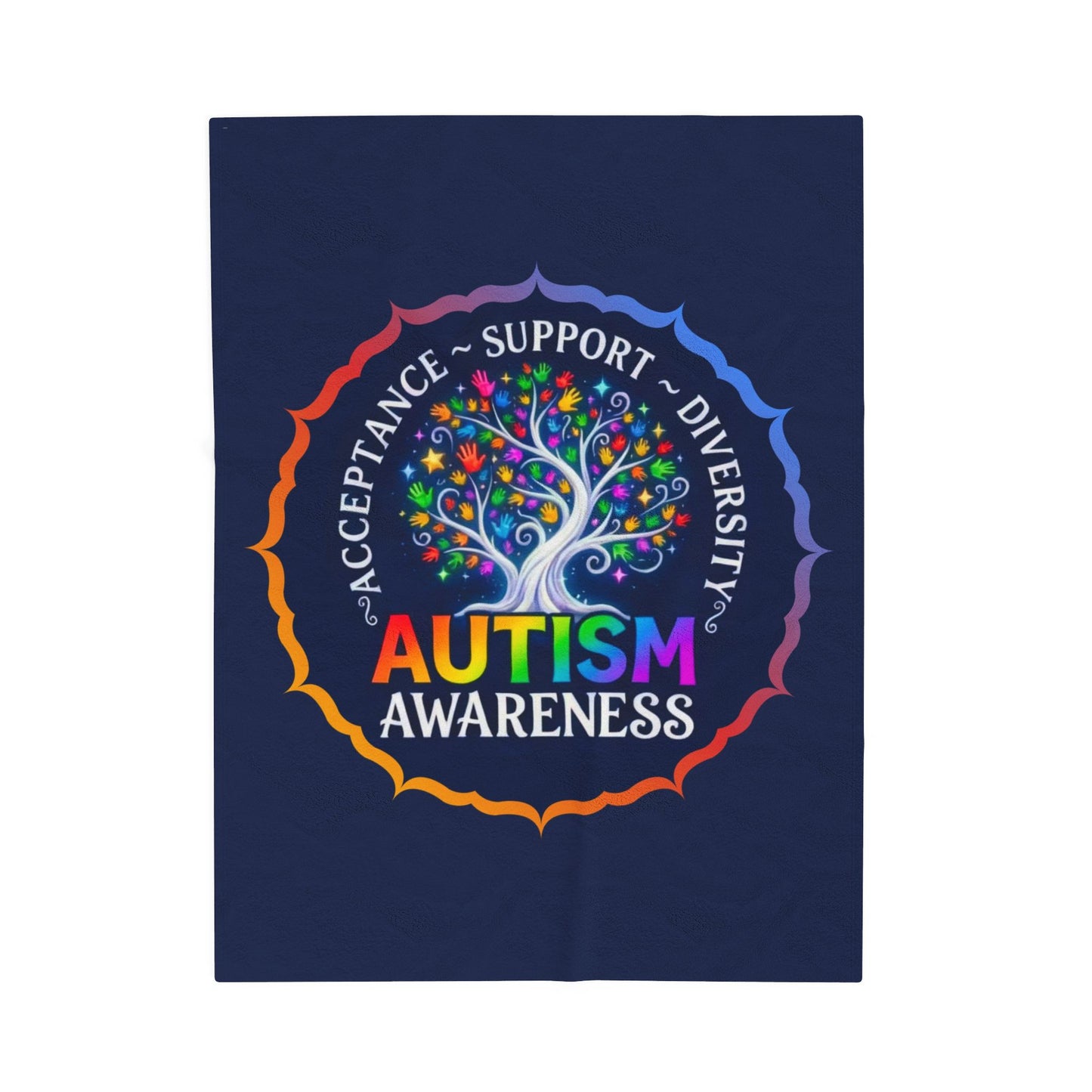 Velveteen Plush Blanket: "Acceptance-Support-Diversity" Autism Awareness
