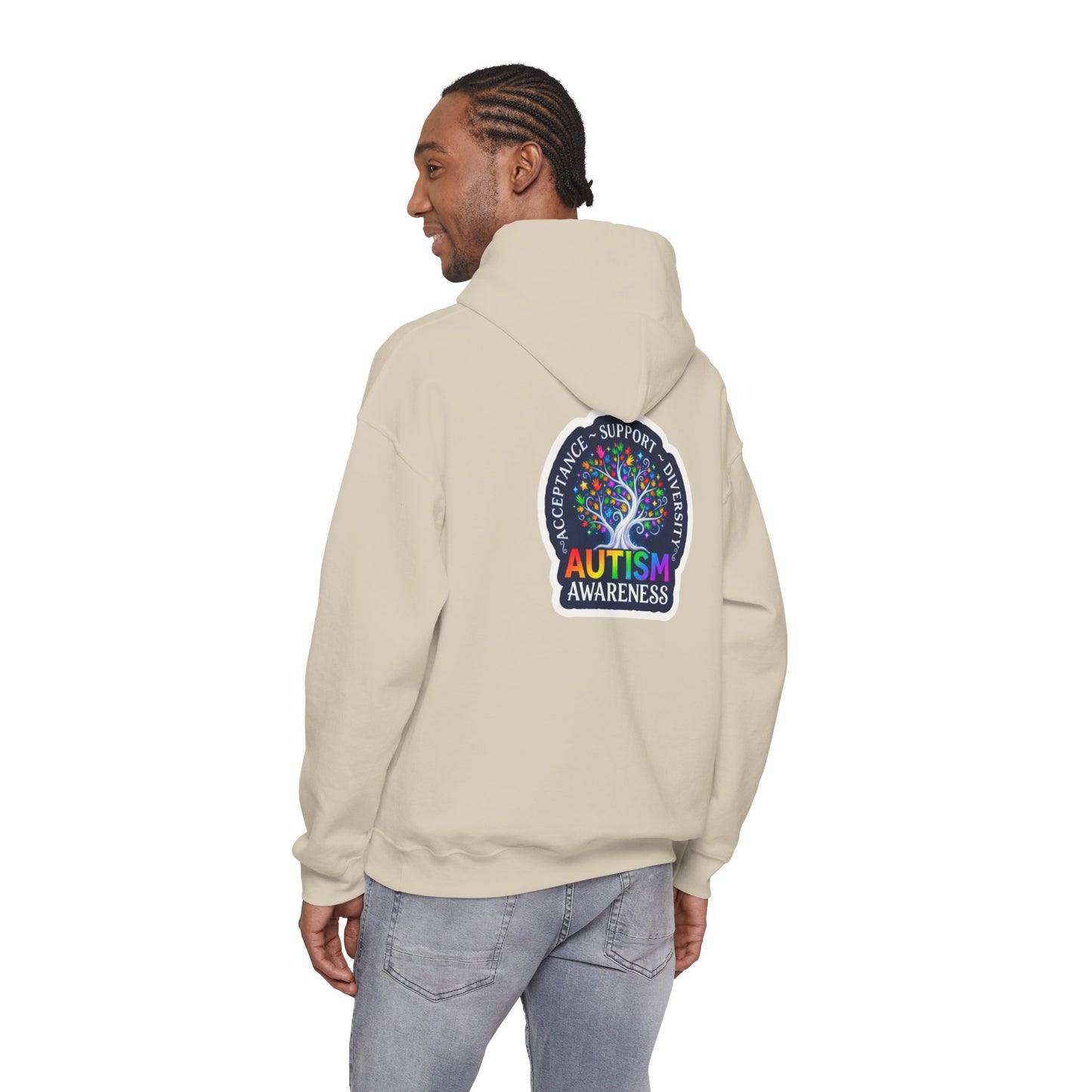 Pullover Hoodie: "Autism Awareness" Colorful Tree Compassion Design