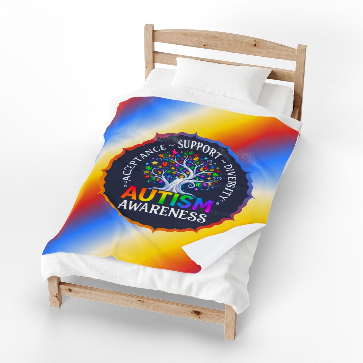 Velveteen Plush Blanket: "Acceptance • Support • Diversity" Autism Awareness