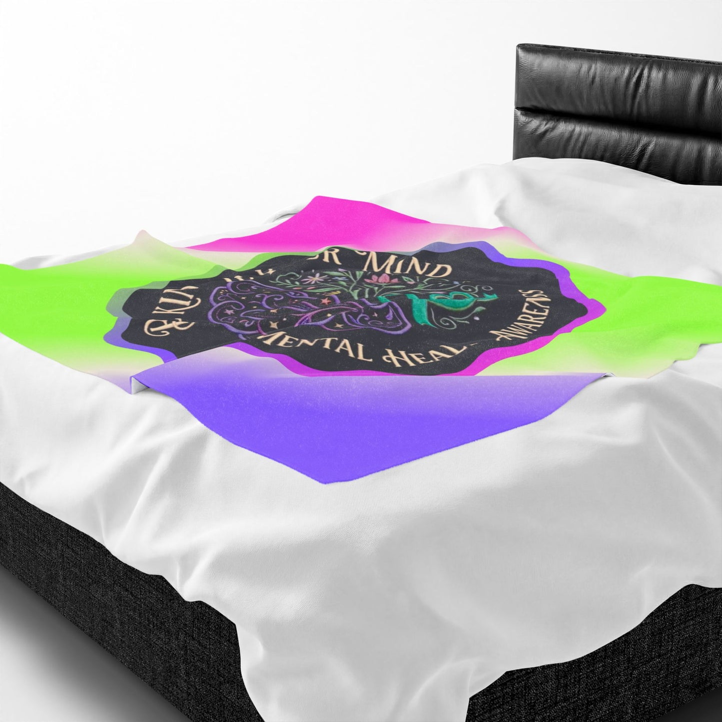 Velveteen Plush Blanket: "Be Kind to Your Mind" Mental Health Awareness Throw