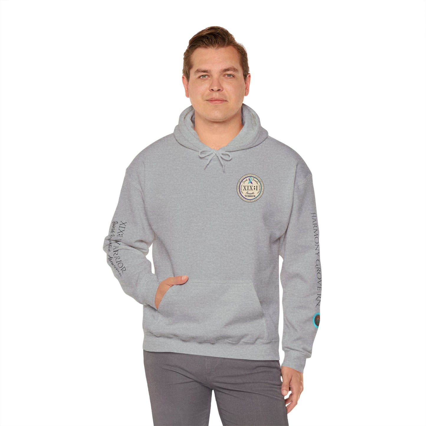 Pullover Hoodie: Suicide Awareness Warrior (XIX;I) Teal & Purple Support Ribbon