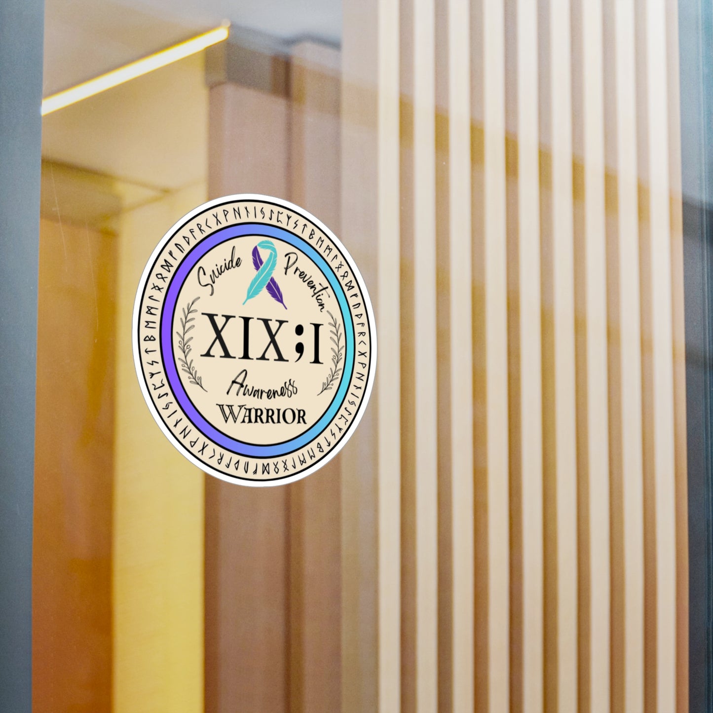 All-Weather Vinyl Decal: Suicide Prevention Awareness Warrior Ribbon XIX:I