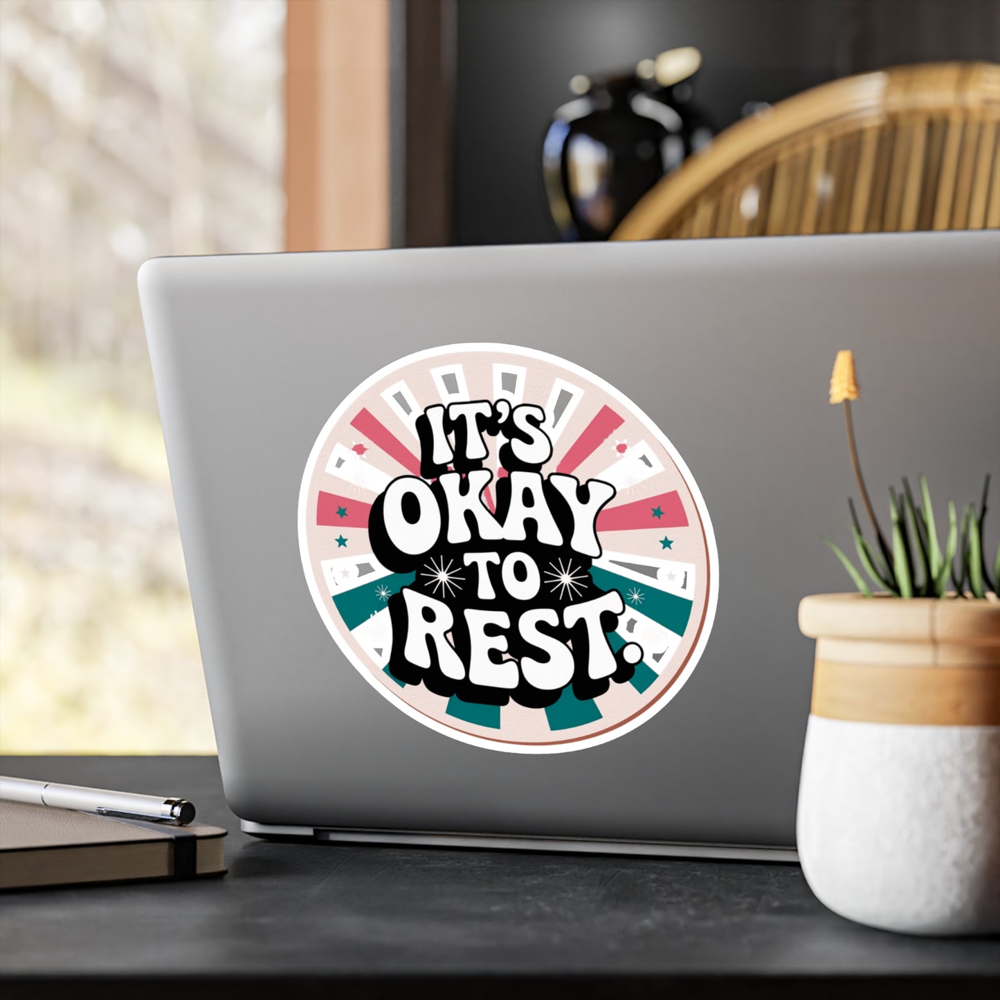 All-Weather Vinyl Decal: “It’s Okay to Rest” Retro Motivational