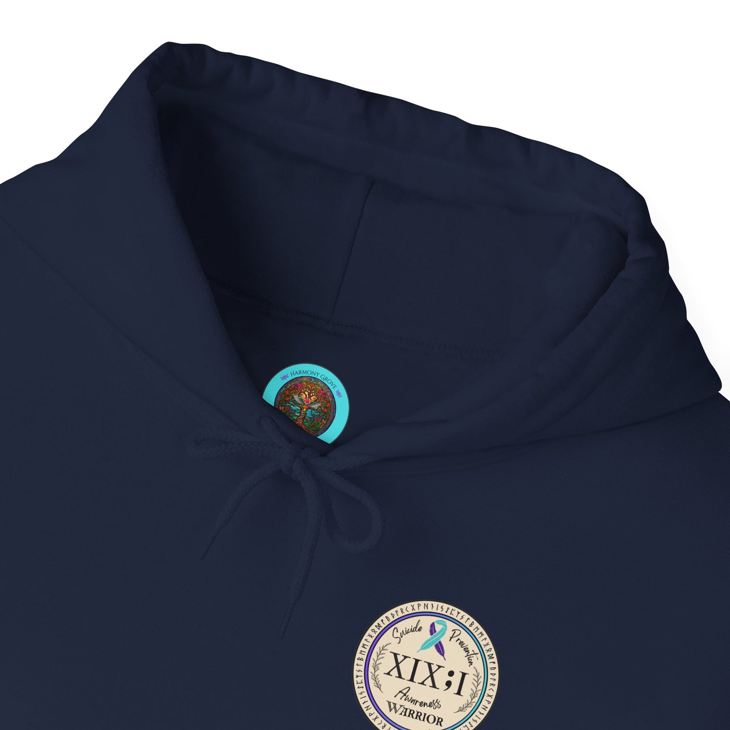 Pullover Hoodie: Suicide Awareness Warrior (XIX;I) Teal & Purple Support Ribbon