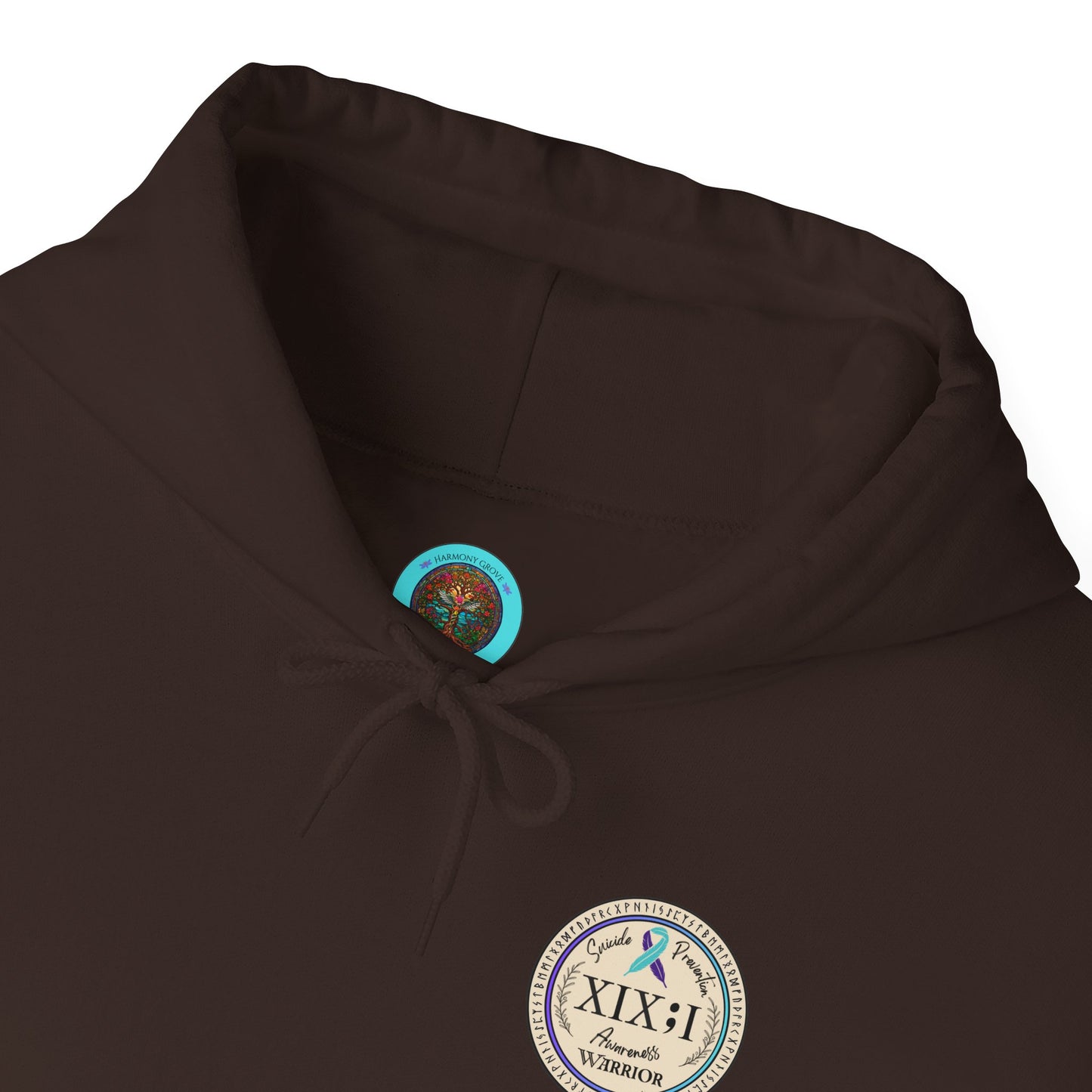 Pullover Hoodie: Suicide Awareness Warrior (XIX;I) Teal & Purple Support Ribbon