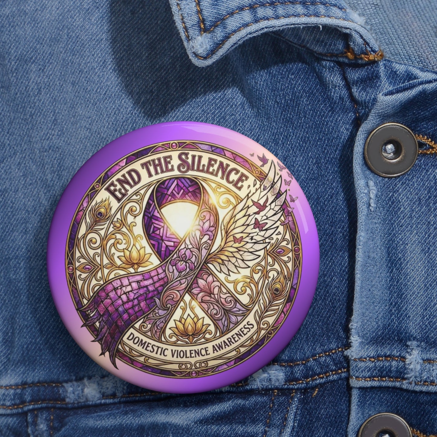 Pin Button: "End the Silence" Domestic Violence Awareness