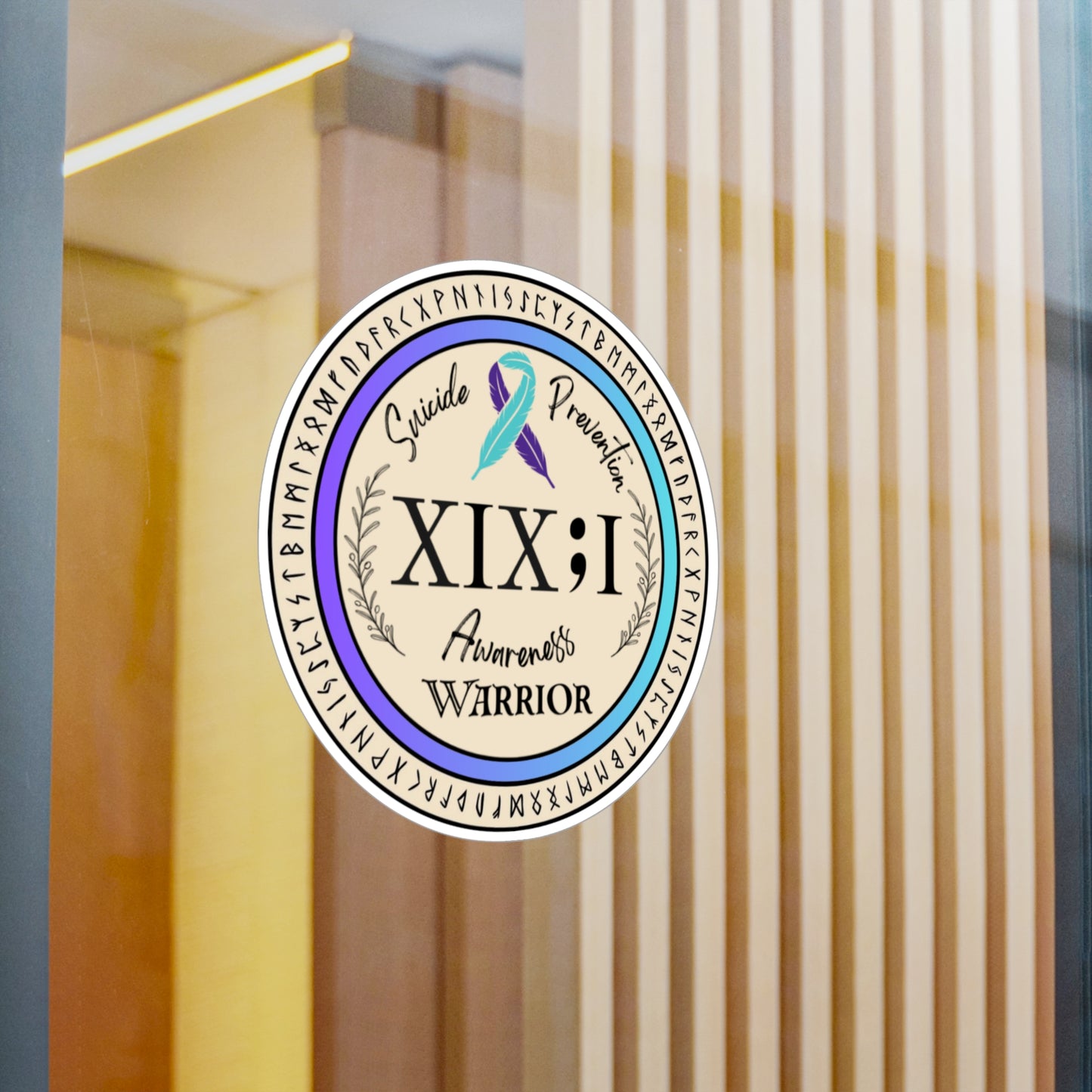 All-Weather Vinyl Decal: Suicide Prevention Awareness Warrior Ribbon XIX:I