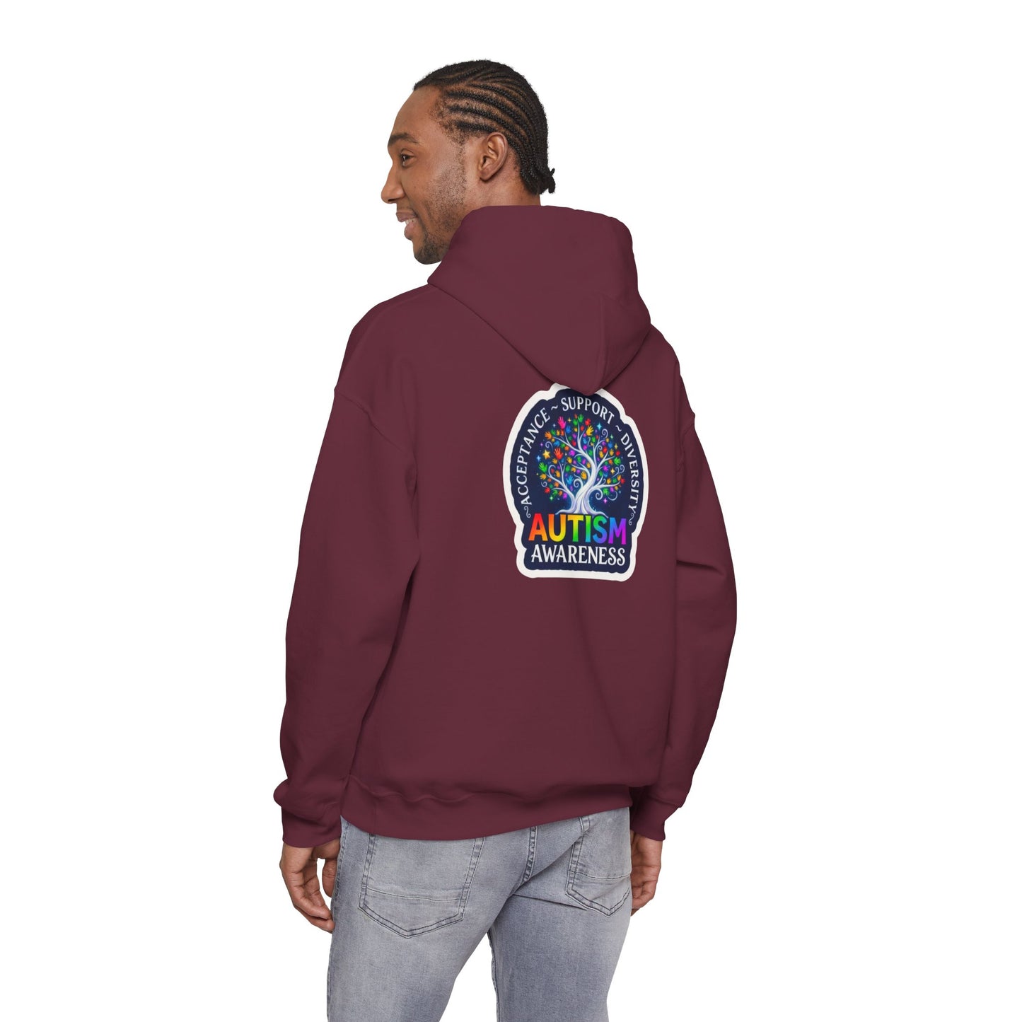Pullover Hoodie: "Autism Awareness" Colorful Tree Compassion Design