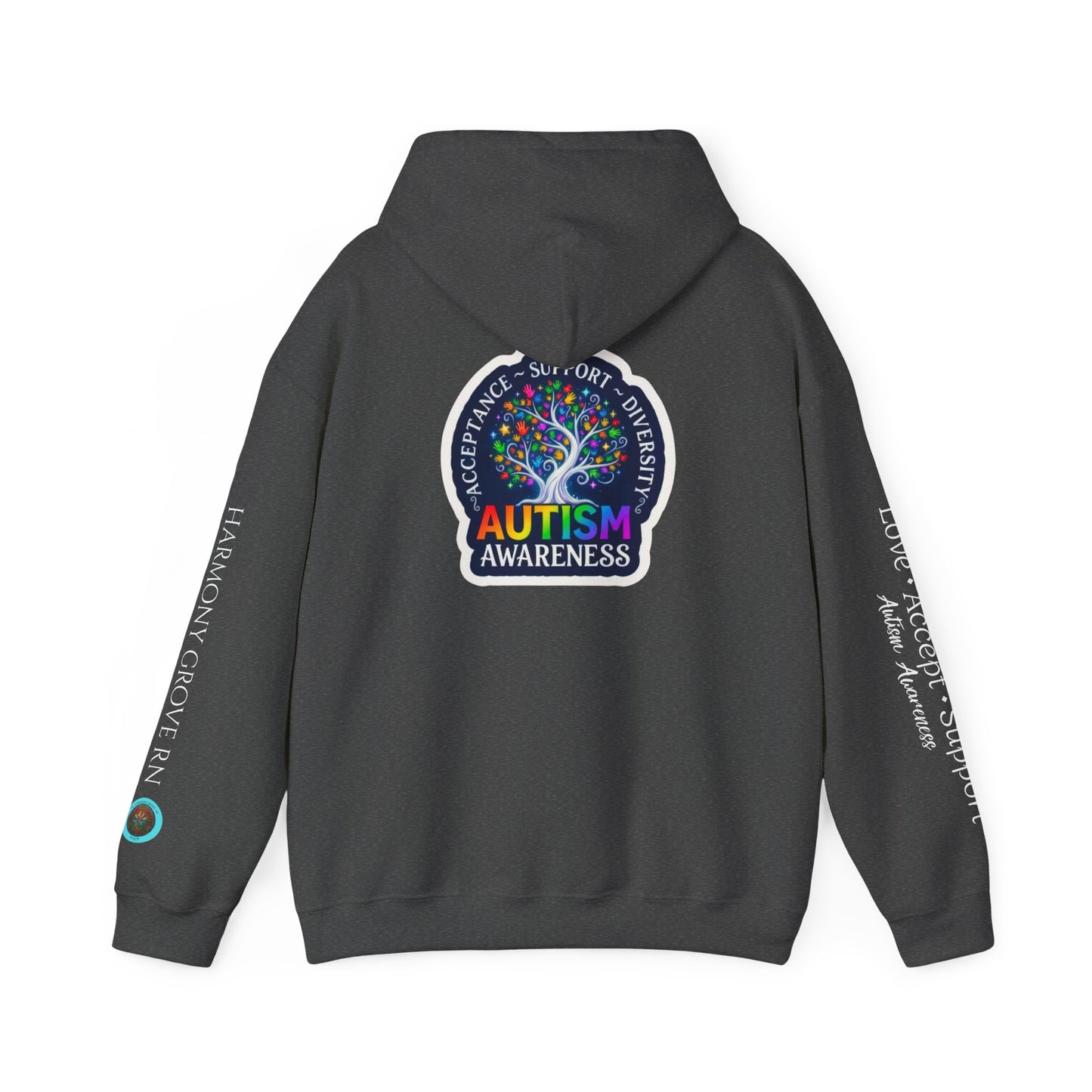 Pullover Hoodie: "Autism Awareness" Colorful Tree Compassion Design