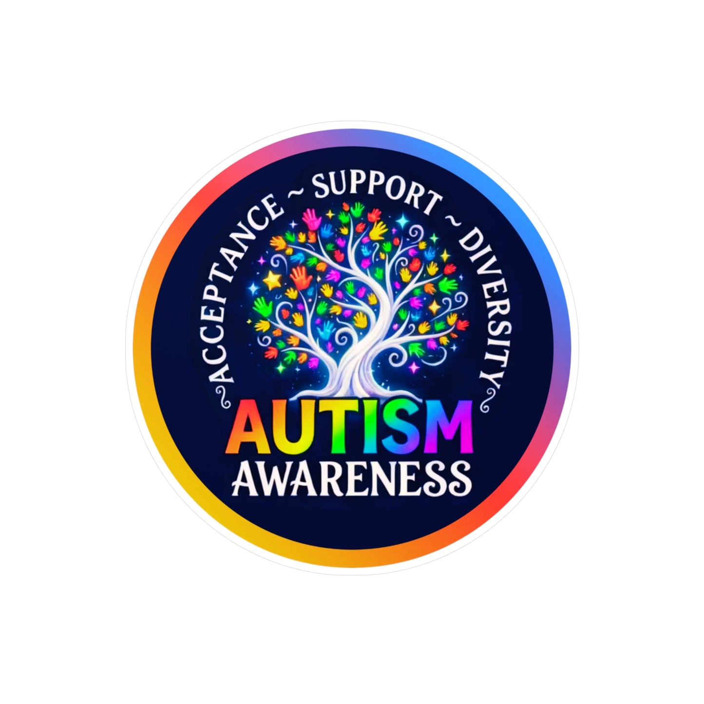 All-Weather Vinyl Decal Autism Awareness: "Acceptance • Support • Diversity"