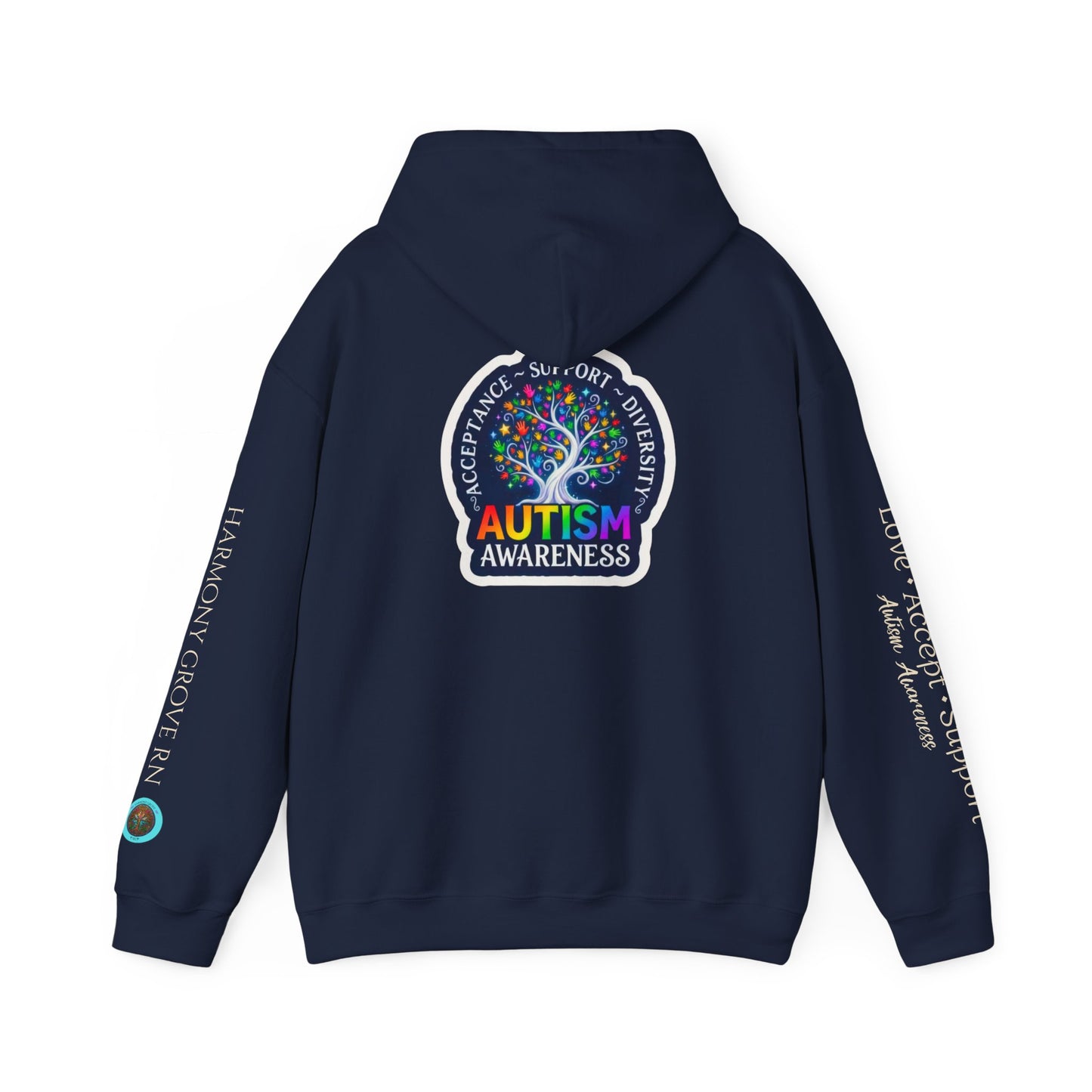Pullover Hoodie: "Autism Awareness" Colorful Tree Compassion Design