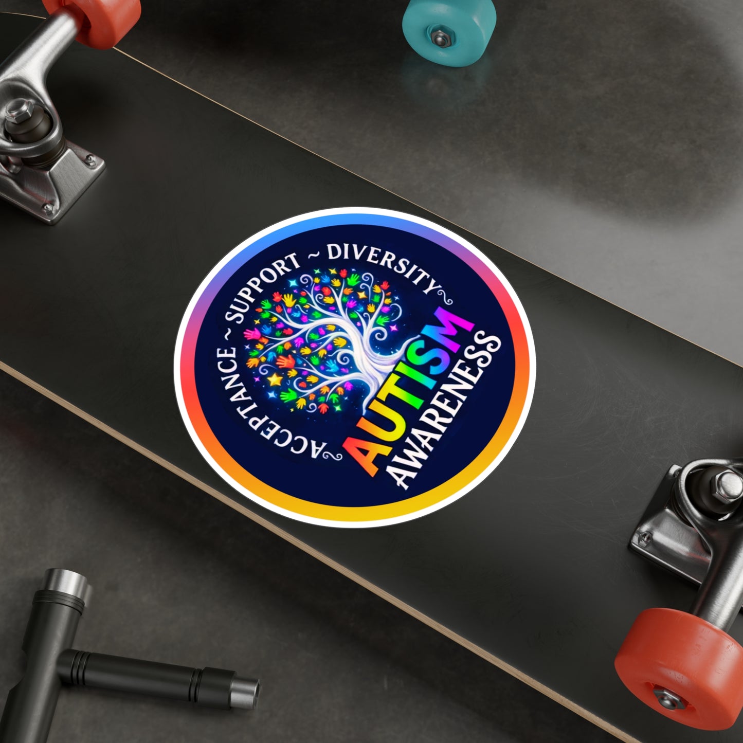 All-Weather Vinyl Decal Autism Awareness: "Acceptance • Support • Diversity"