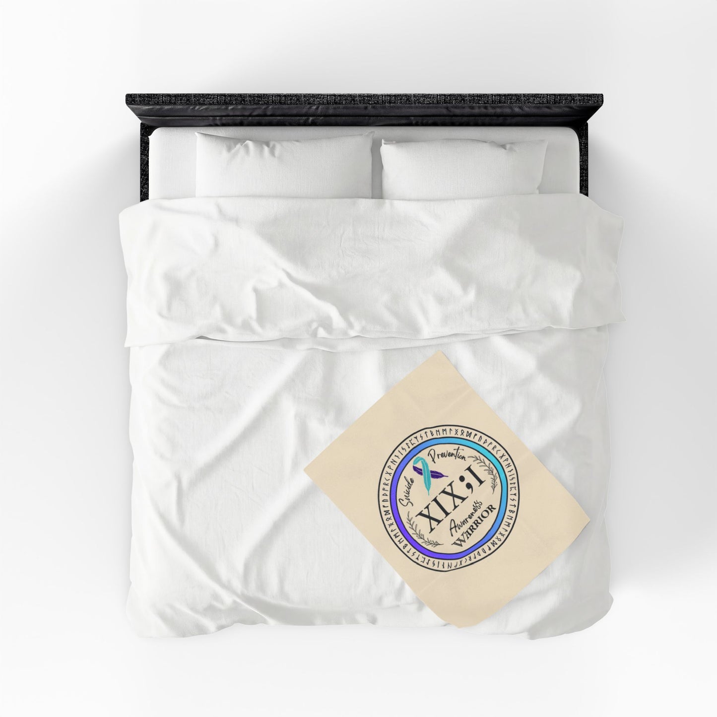 Velveteen Plush Blanket: Suicide Prevention Awareness Warrior XIX;I Teal and Purple Glow