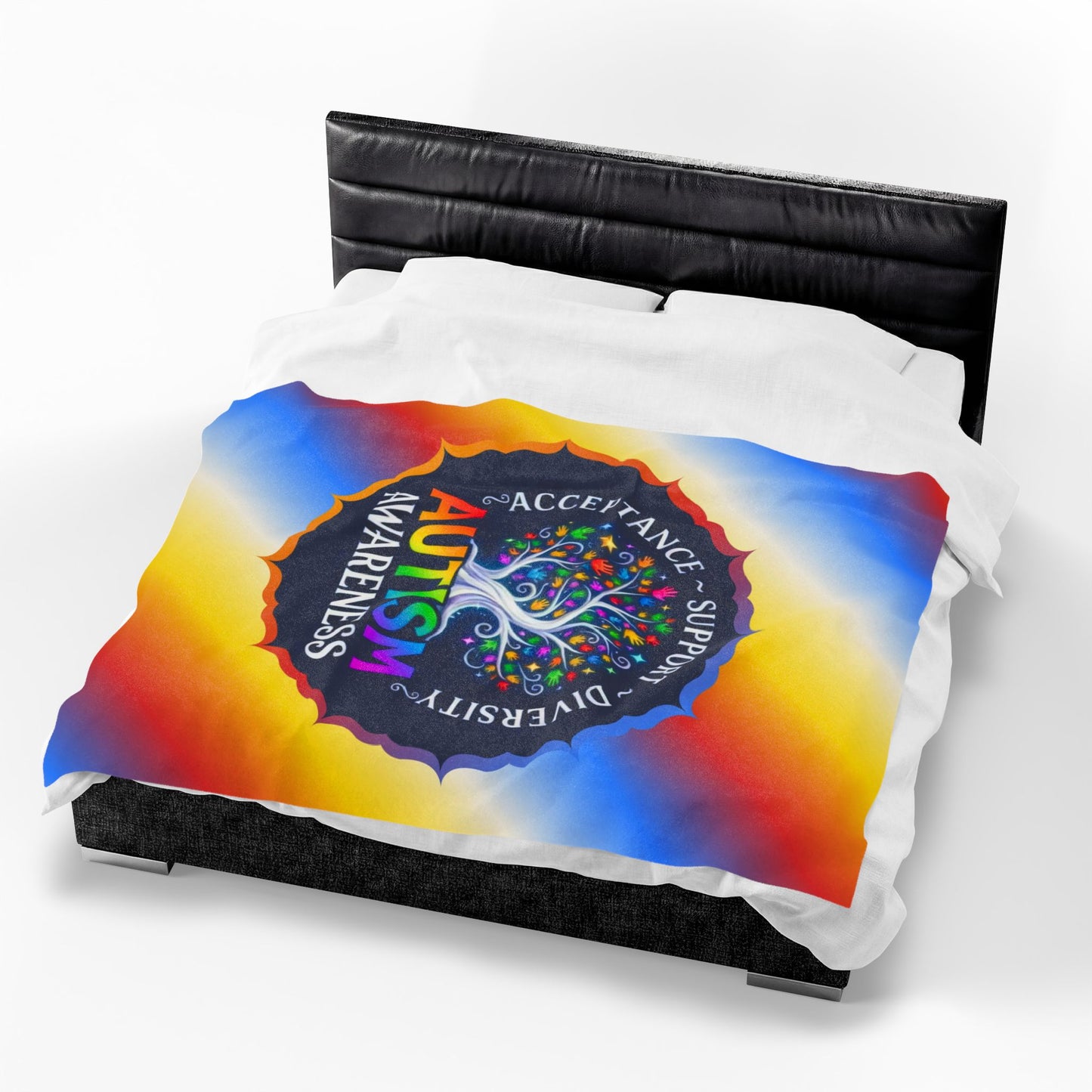 Velveteen Plush Blanket: "Acceptance • Support • Diversity" Autism Awareness