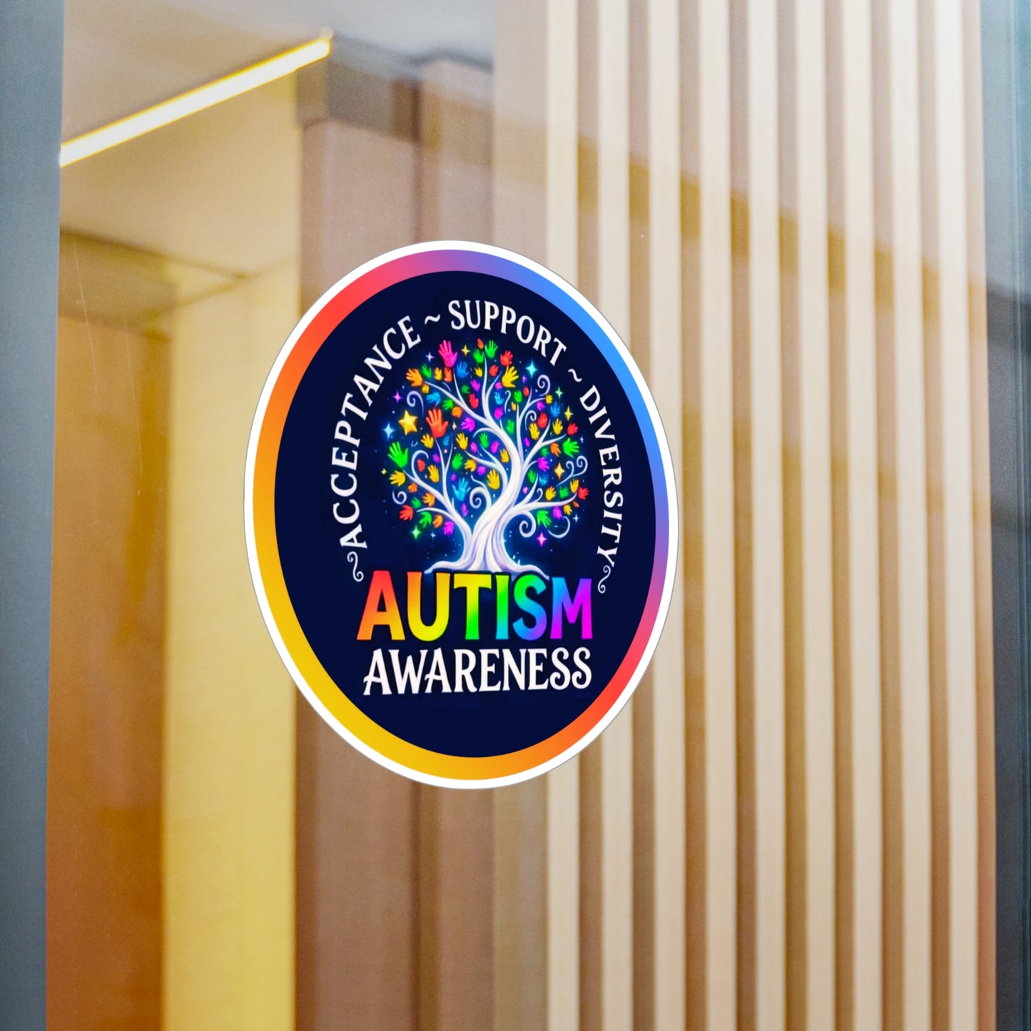All-Weather Vinyl Decal Autism Awareness: "Acceptance • Support • Diversity"