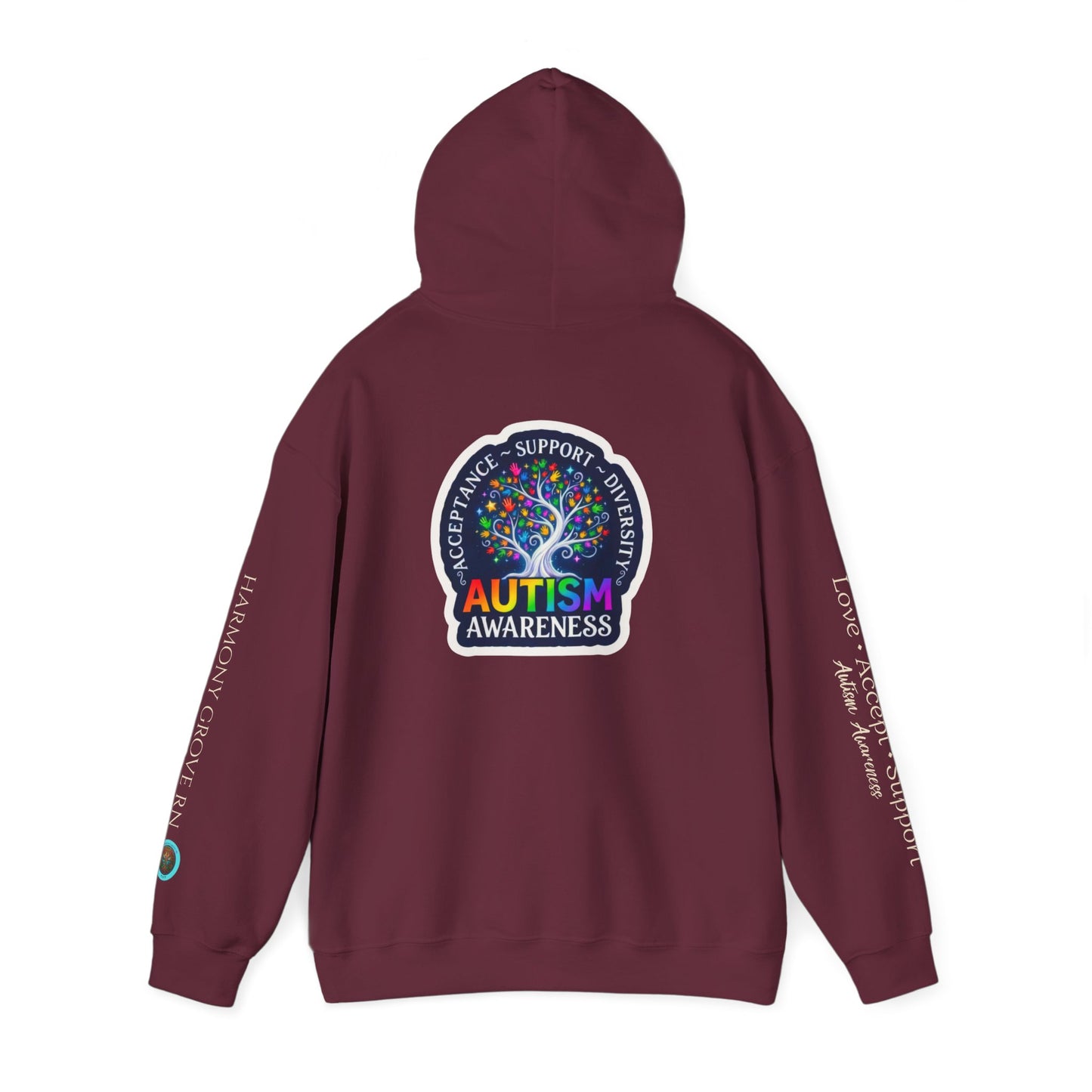 Pullover Hoodie: "Autism Awareness" Colorful Tree Compassion Design