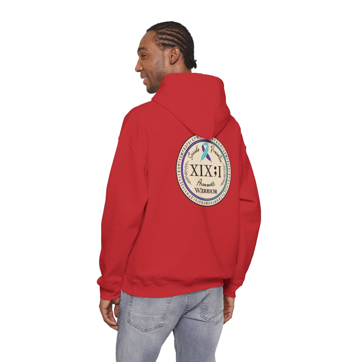 Pullover Hoodie: Suicide Awareness Warrior (XIX;I) Teal & Purple Support Ribbon
