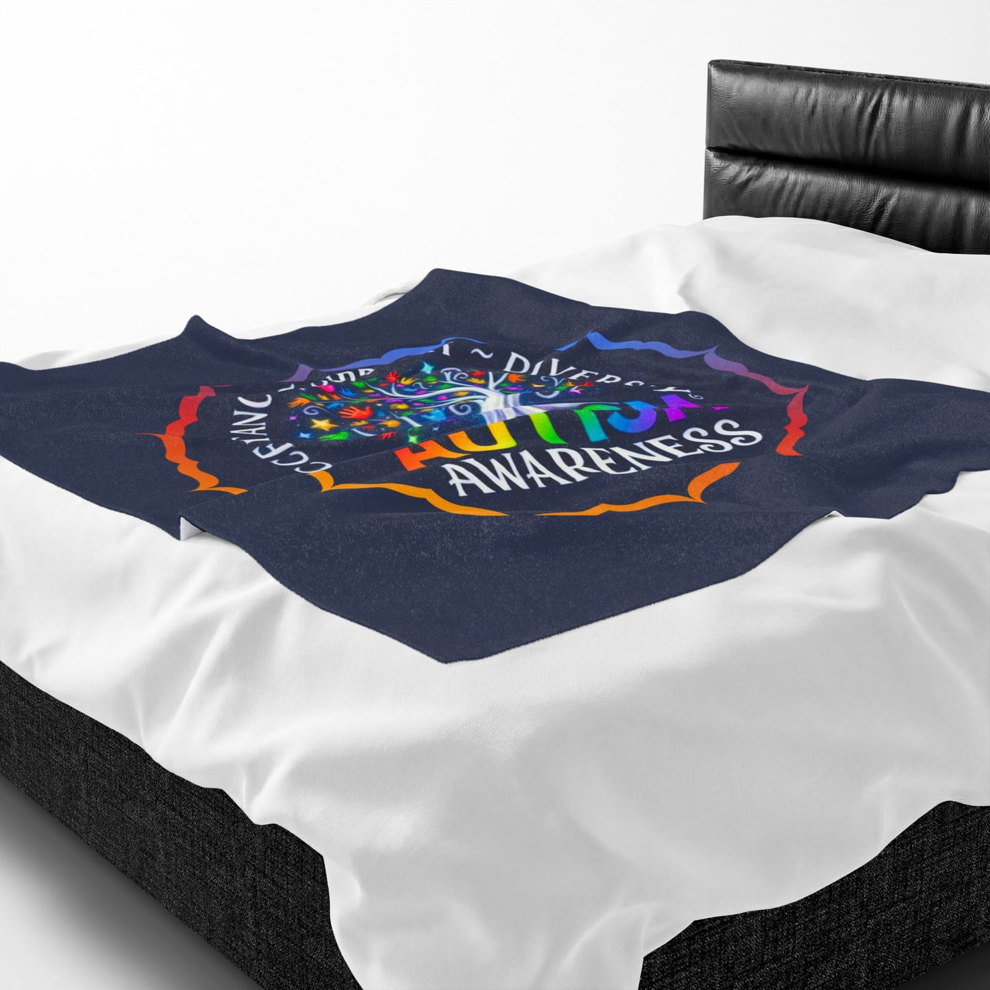 Velveteen Plush Blanket: "Acceptance-Support-Diversity" Autism Awareness
