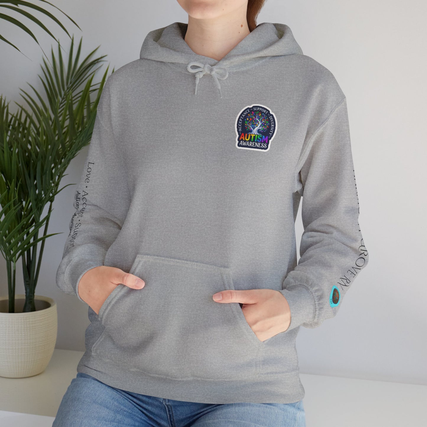 Pullover Hoodie: "Autism Awareness" Colorful Tree Compassion Design