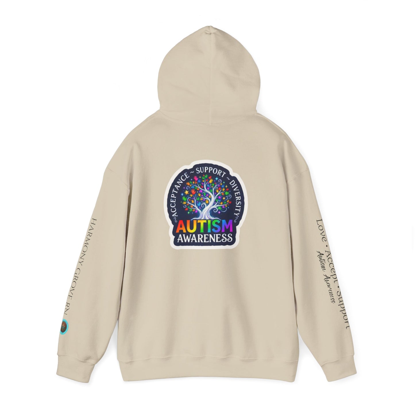 Pullover Hoodie: "Autism Awareness" Colorful Tree Compassion Design