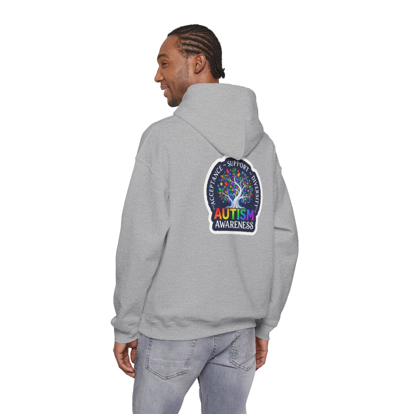 Pullover Hoodie: "Autism Awareness" Colorful Tree Compassion Design