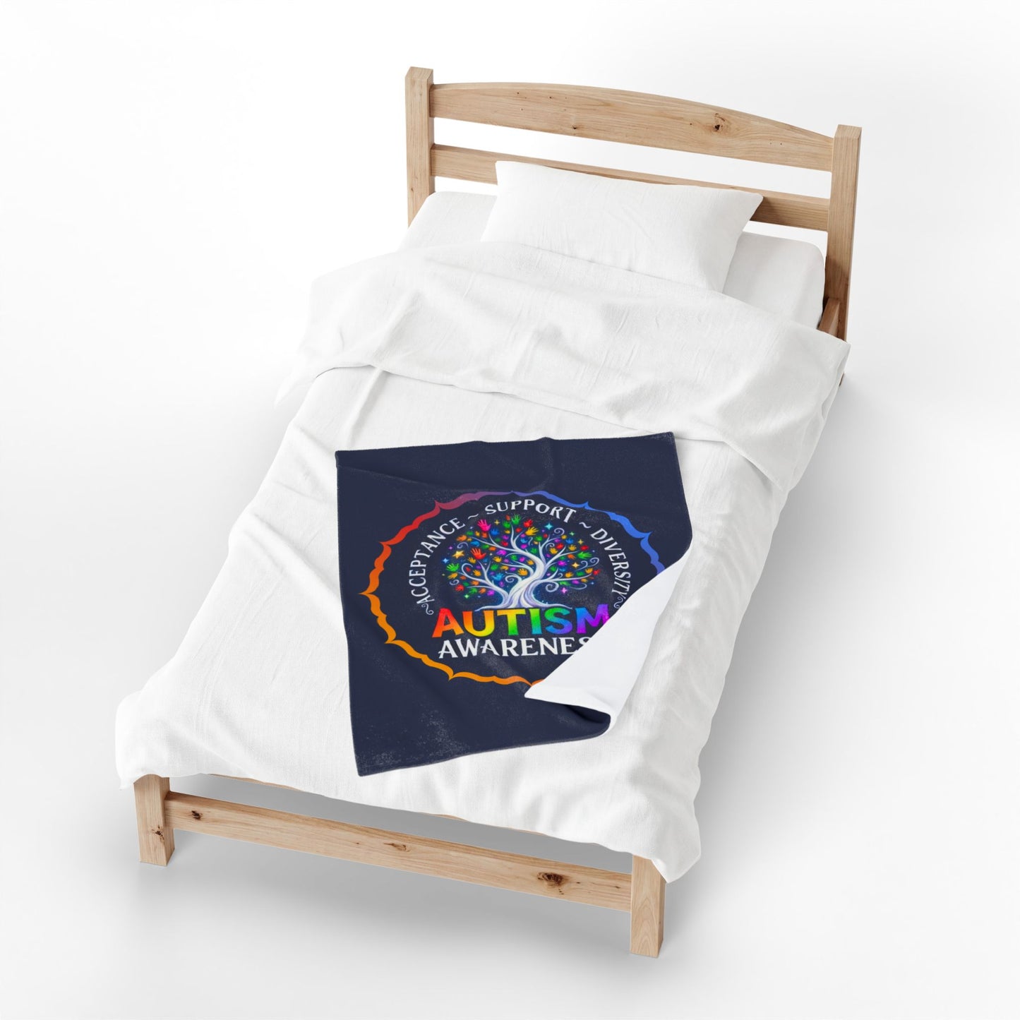 Velveteen Plush Blanket: "Acceptance-Support-Diversity" Autism Awareness