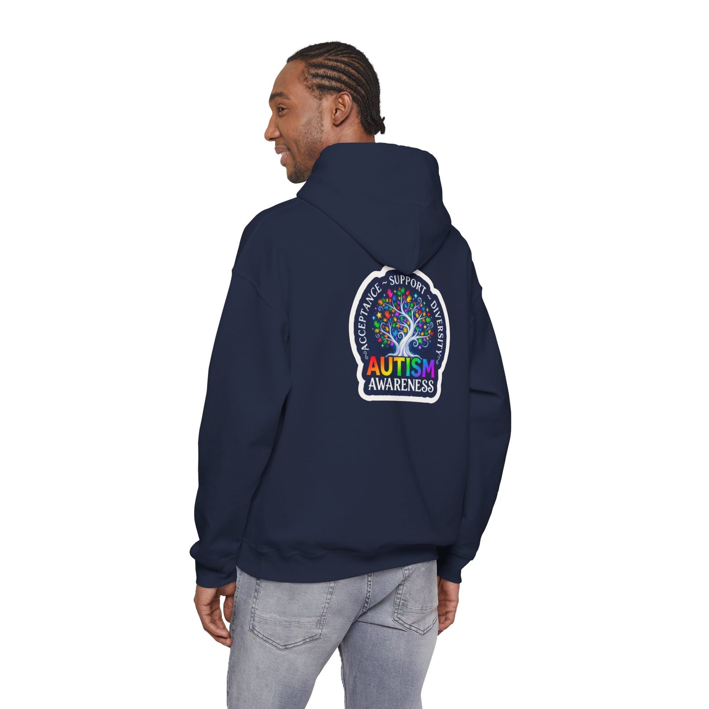 Pullover Hoodie: "Autism Awareness" Colorful Tree Compassion Design