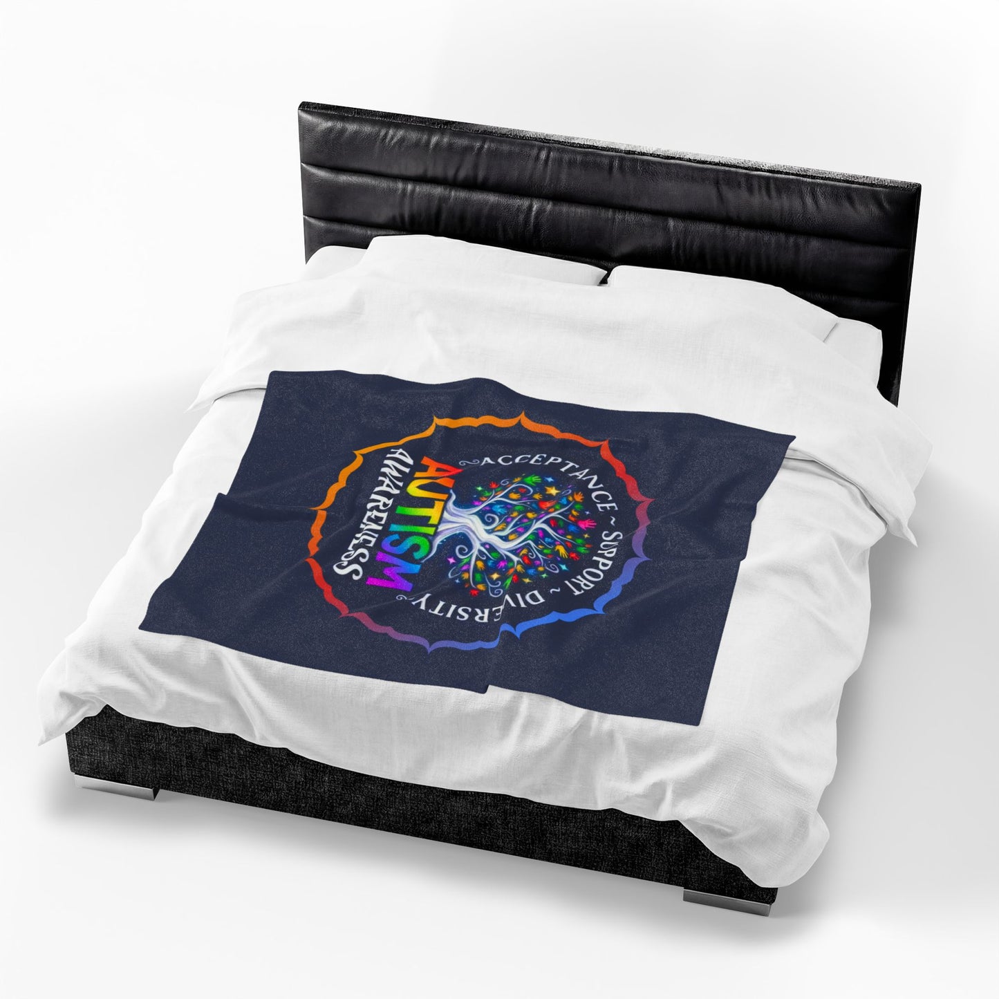 Velveteen Plush Blanket: "Acceptance-Support-Diversity" Autism Awareness