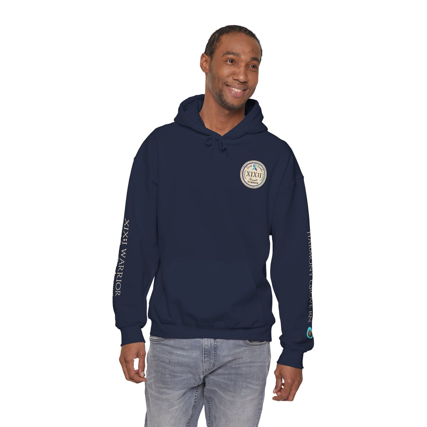 Pullover Hoodie: Suicide Awareness Warrior (XIX;I) Teal & Purple Support Ribbon