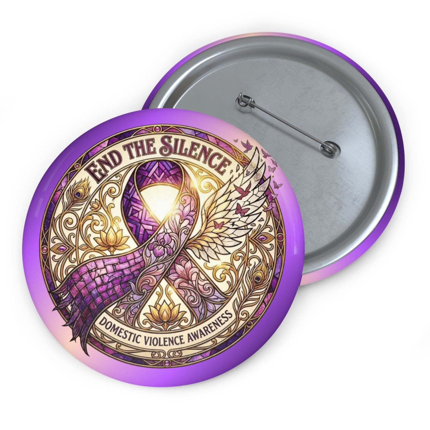 Pin Button: "End the Silence" Domestic Violence Awareness