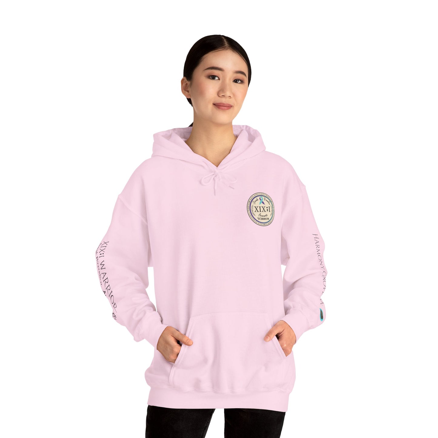 Pullover Hoodie: Suicide Awareness Warrior (XIX;I) Teal & Purple Support Ribbon