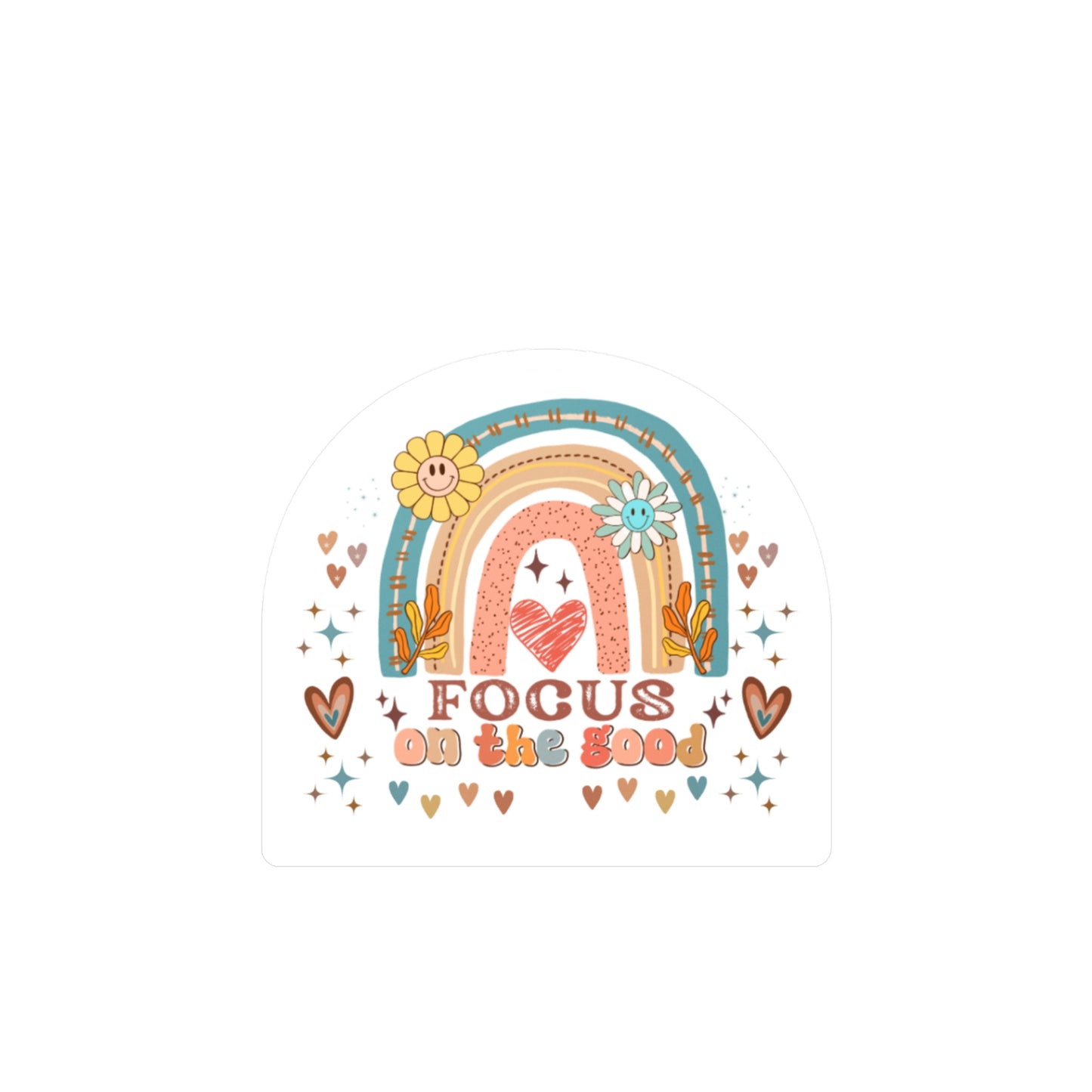 All-Weather Vinyl Decal: “Focus on the Good” Rainbow Heart