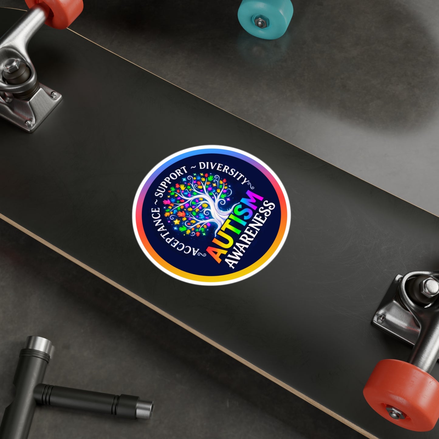 All-Weather Vinyl Decal Autism Awareness: "Acceptance • Support • Diversity"