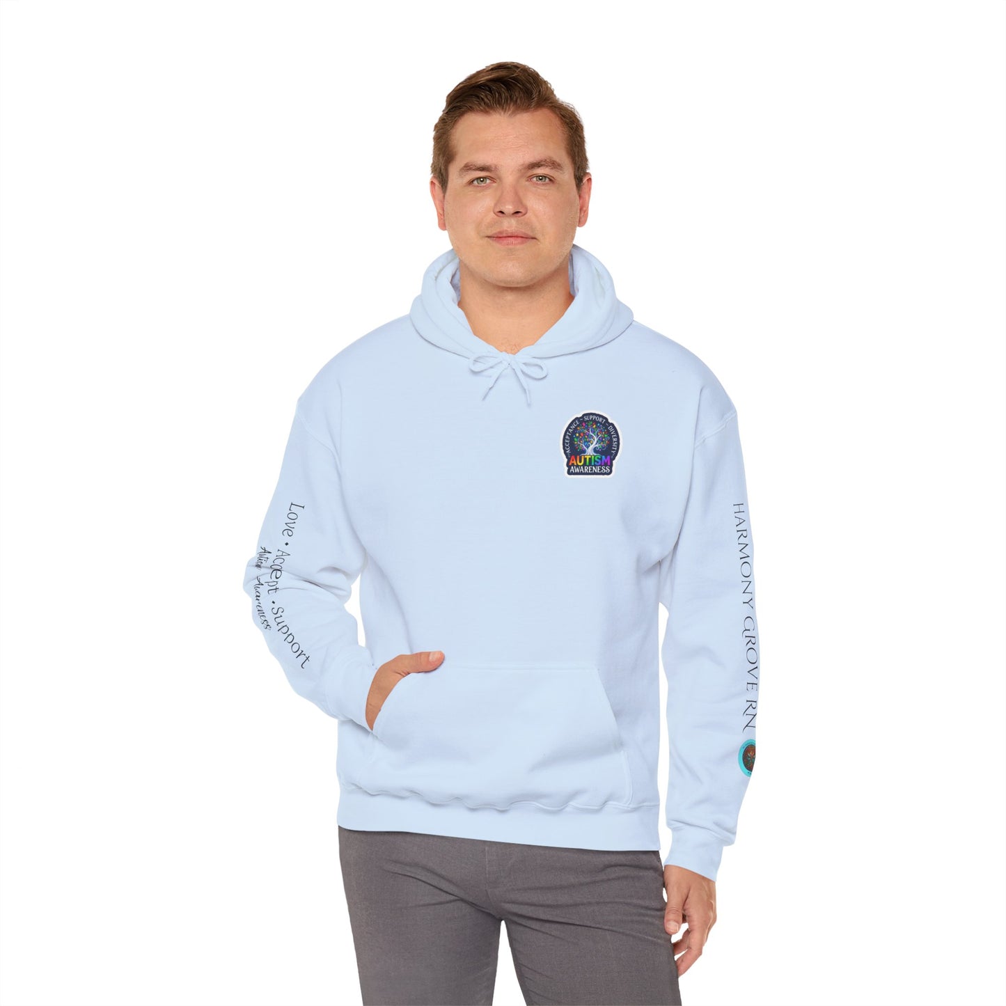 Pullover Hoodie: "Autism Awareness" Colorful Tree Compassion Design