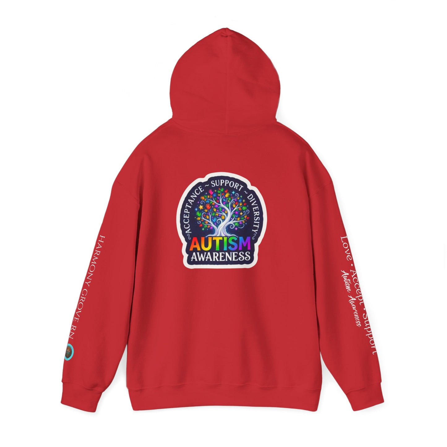 Pullover Hoodie: "Autism Awareness" Colorful Tree Compassion Design