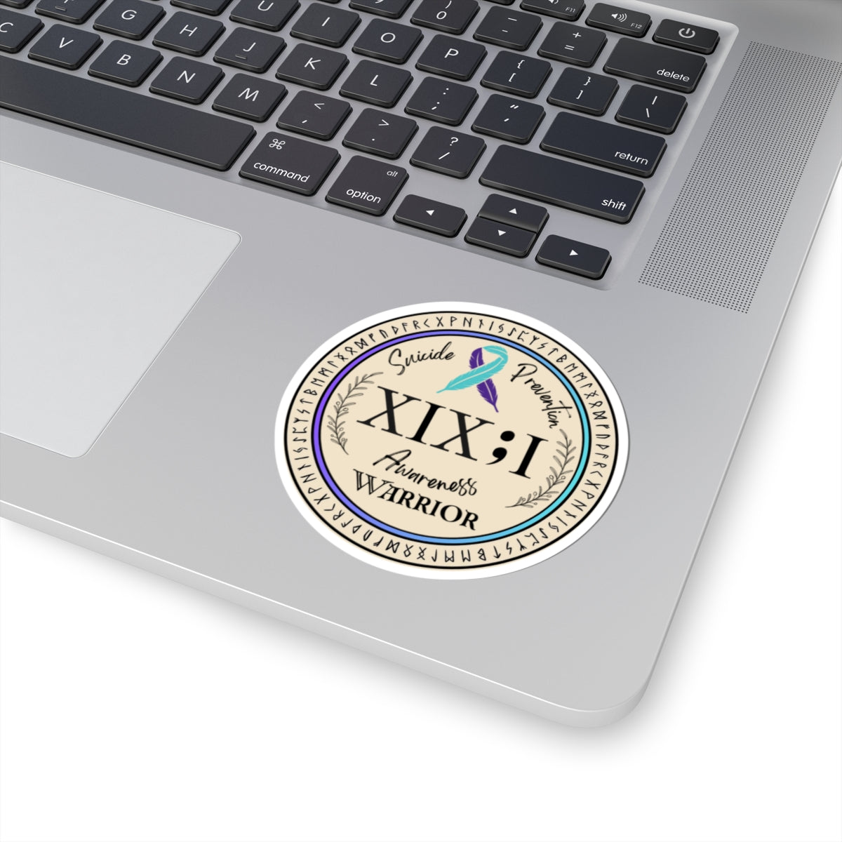 Kiss Cut Sticker: Suicide Awareness Warrior (XIX;I) Teal & Purple Support Ribbon