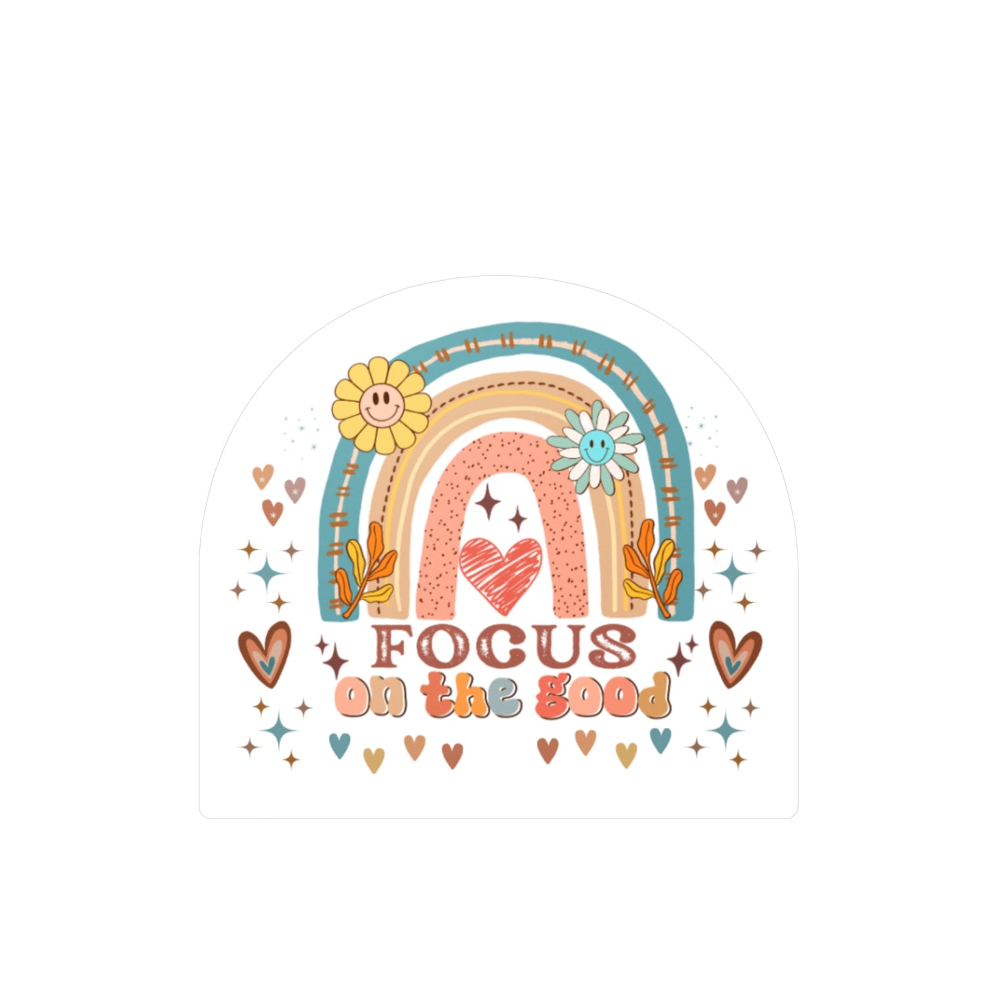 All-Weather Vinyl Decal: “Focus on the Good” Rainbow Heart