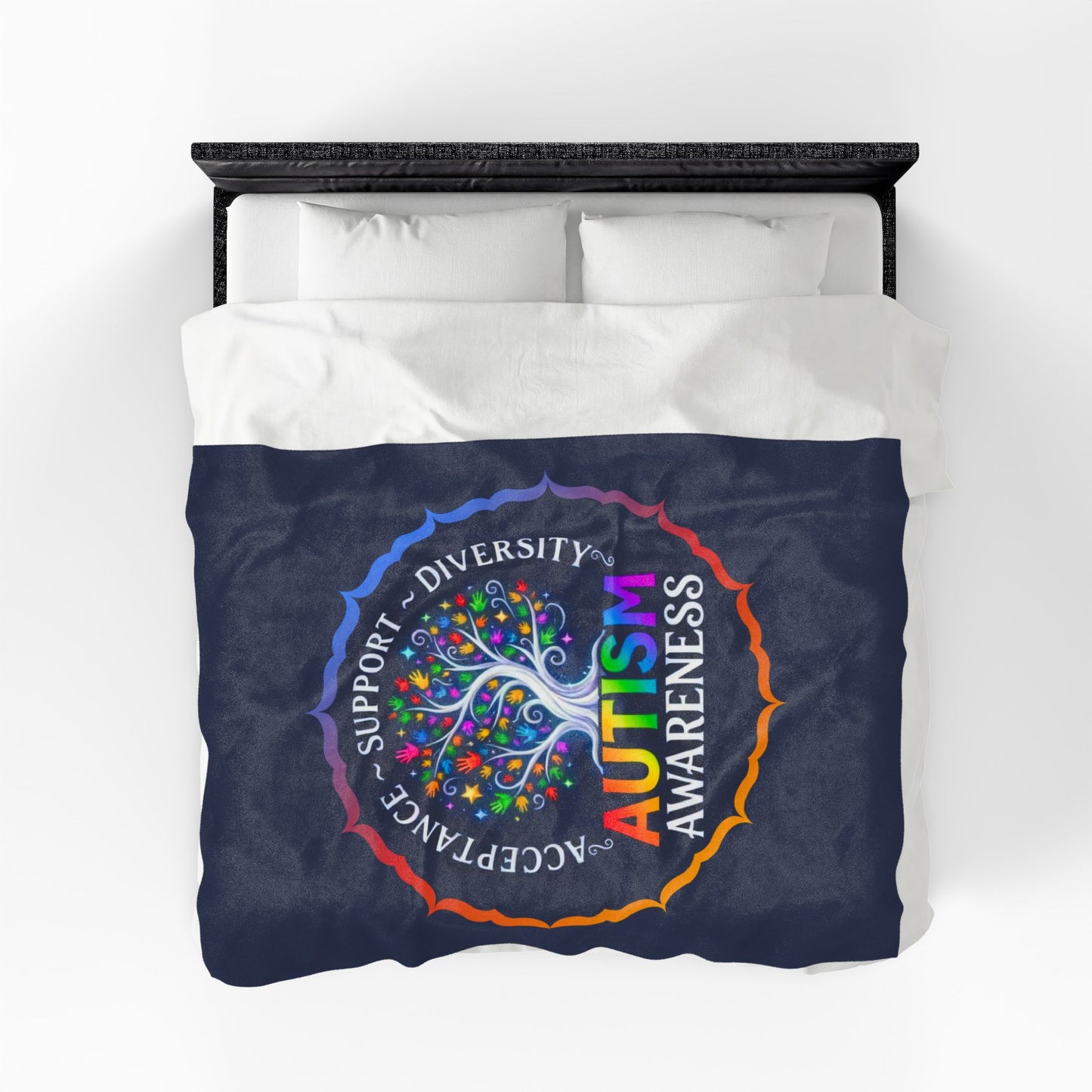 Velveteen Plush Blanket: "Acceptance-Support-Diversity" Autism Awareness