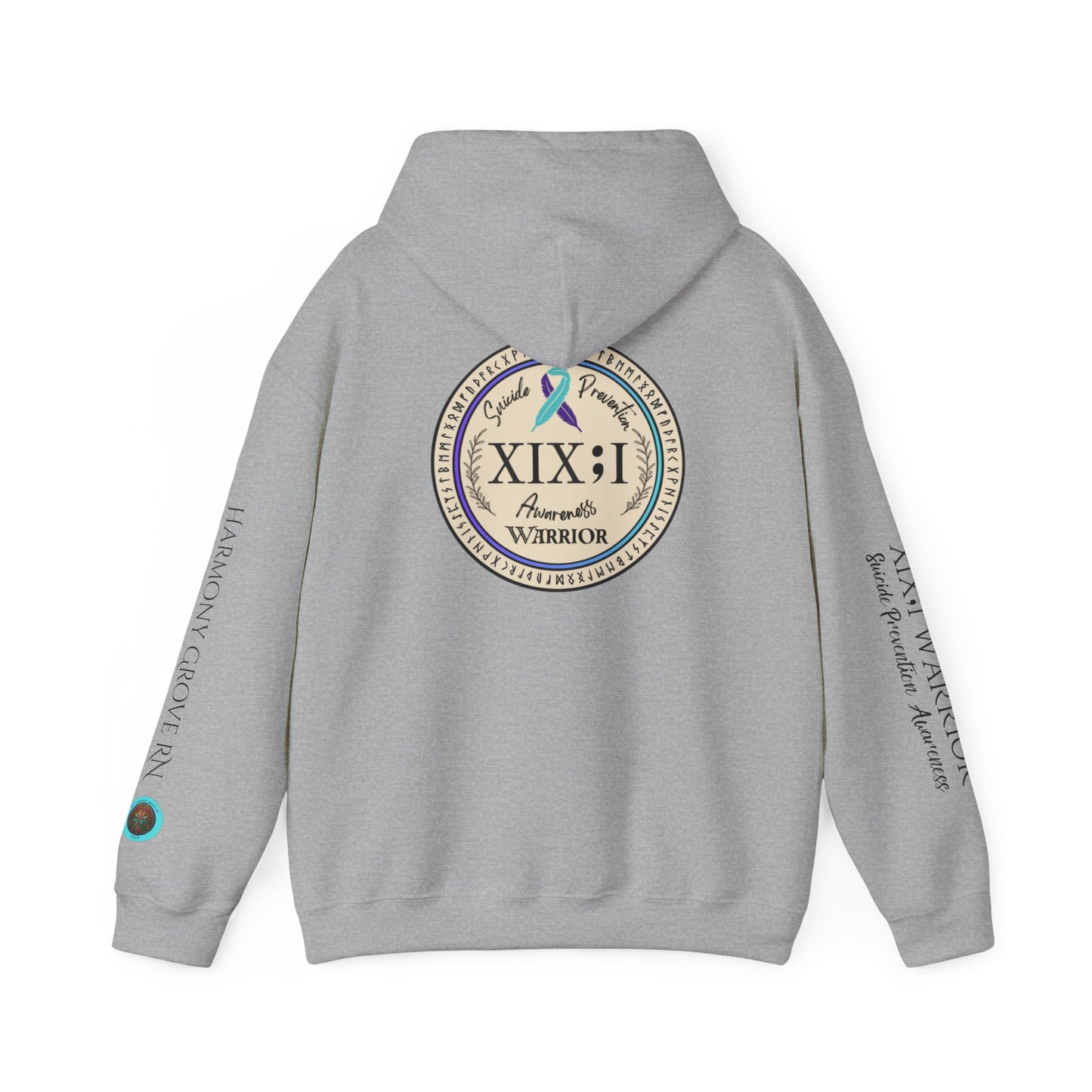 Pullover Hoodie: Suicide Awareness Warrior (XIX;I) Teal & Purple Support Ribbon