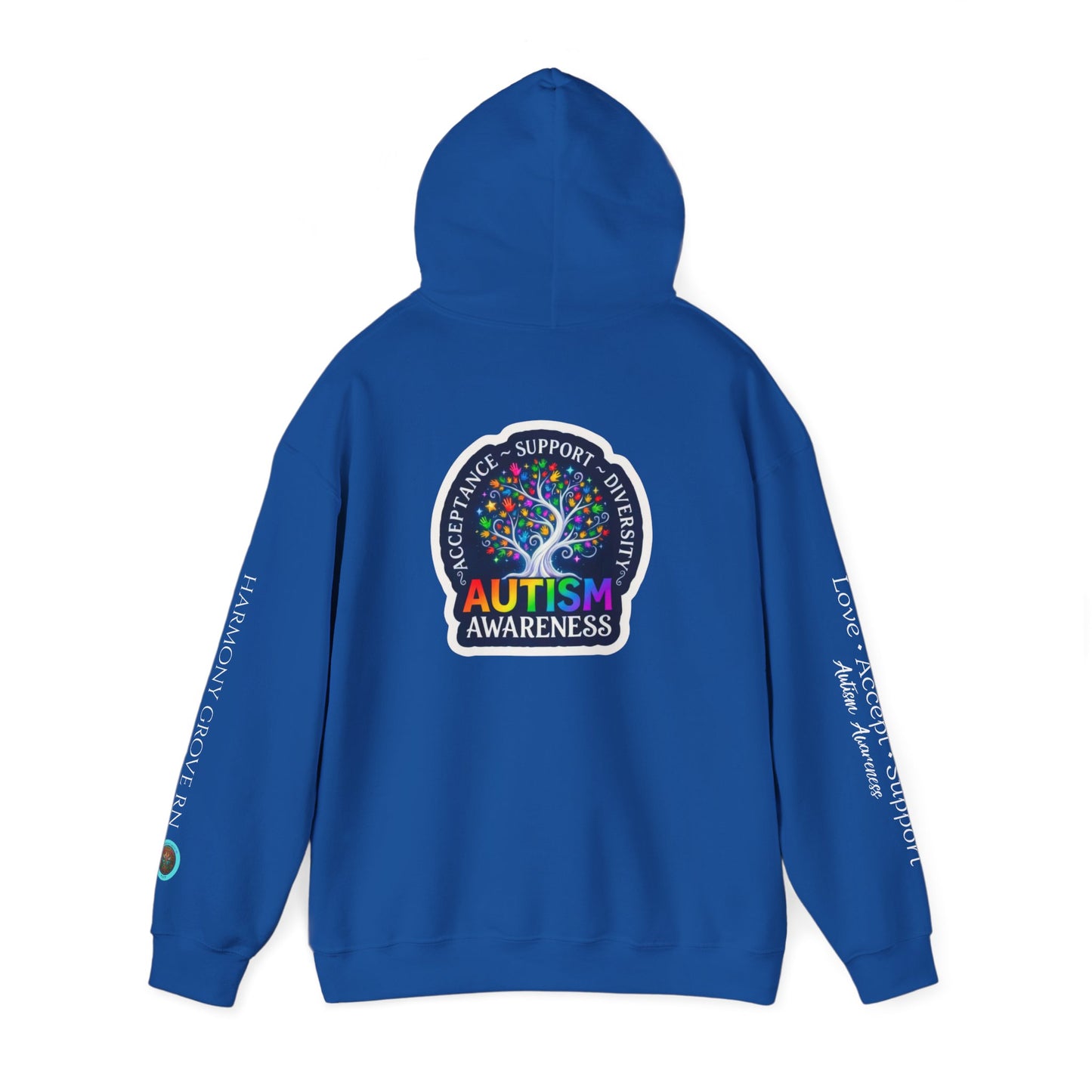 Pullover Hoodie: "Autism Awareness" Colorful Tree Compassion Design