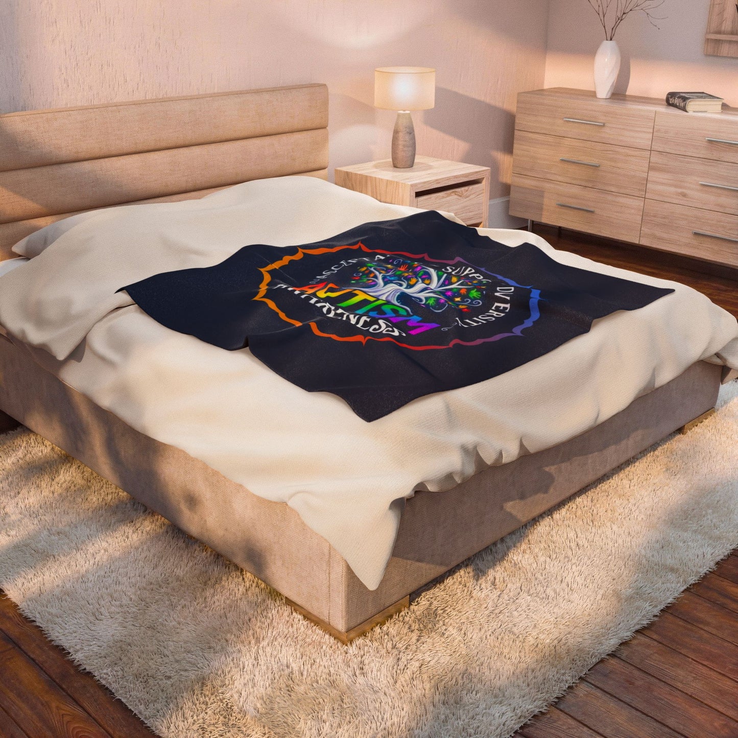 Velveteen Plush Blanket: "Acceptance-Support-Diversity" Autism Awareness