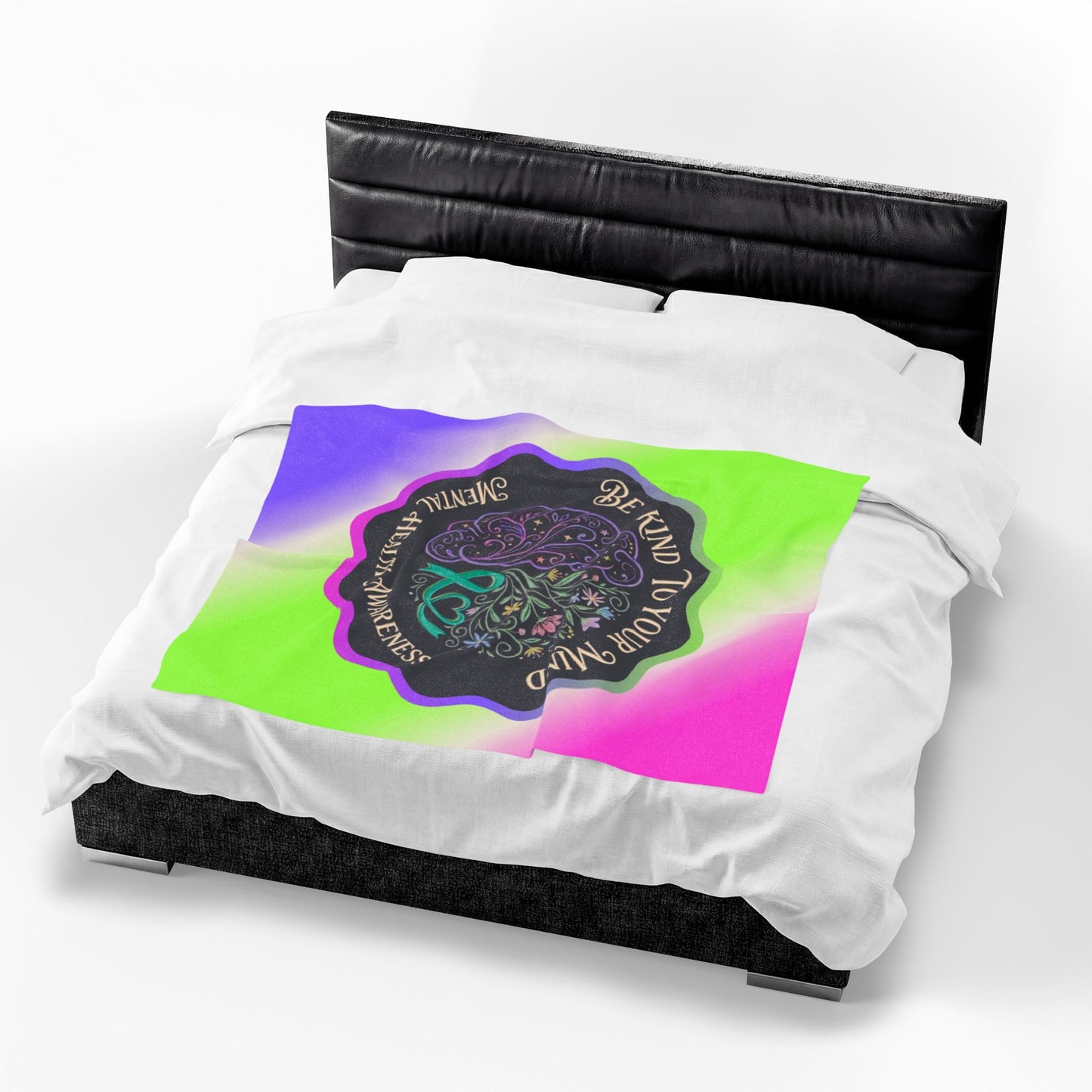 Velveteen Plush Blanket: "Be Kind to Your Mind" Mental Health Awareness Throw